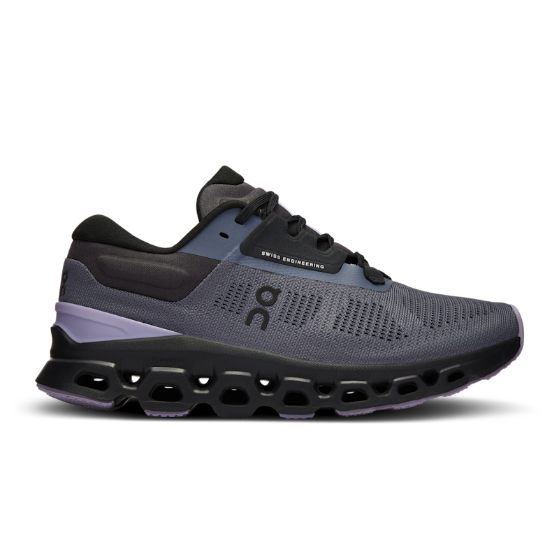 On Women's Cloudstratus 3 Road Running Shoe in Metal/Wisteria, Size: 36, Recycled Polyester