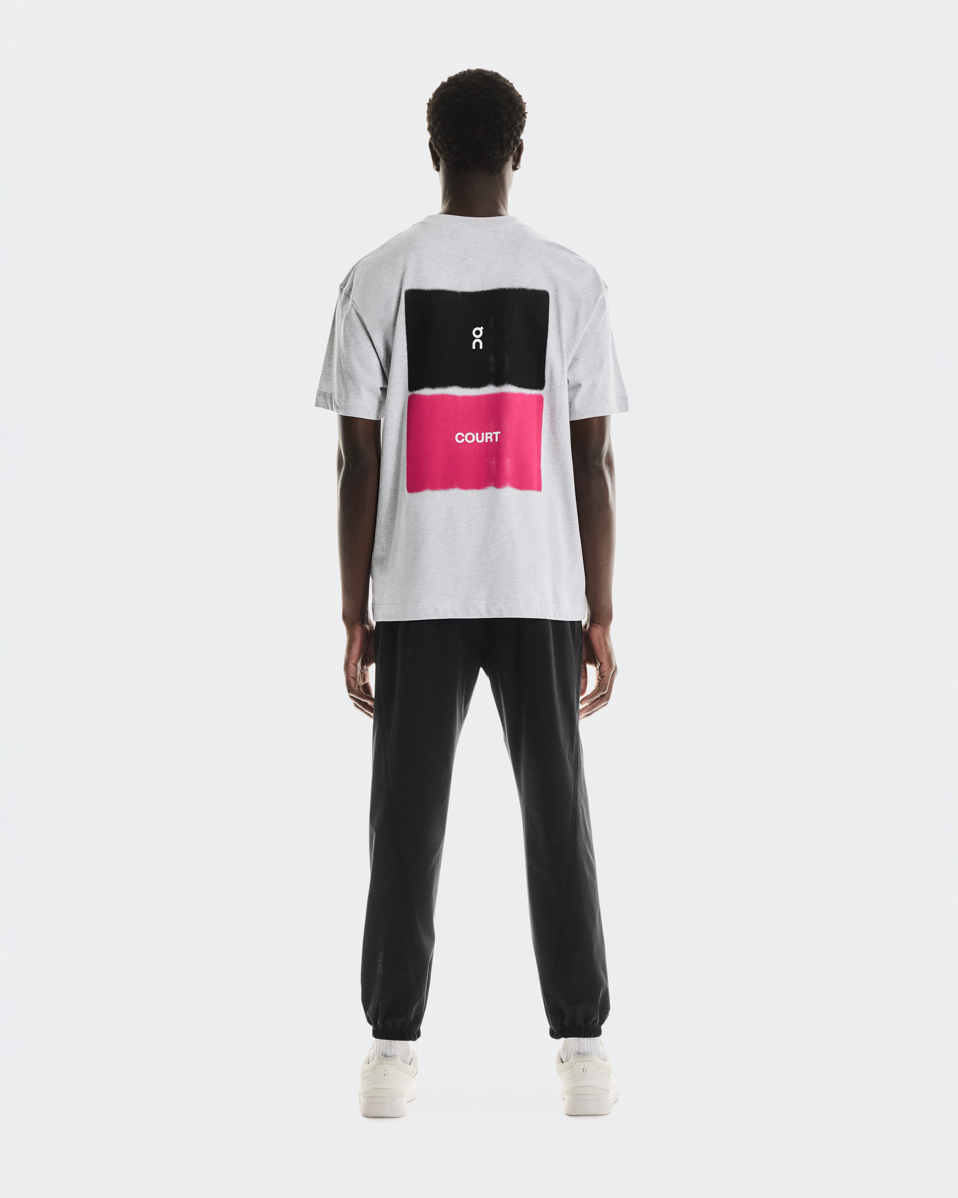 On Club-T Court Heather Gray & Pink Men Tops and t-shirts