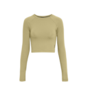 Studio Long-T Crop Long-Sleeve Shirt in Caper