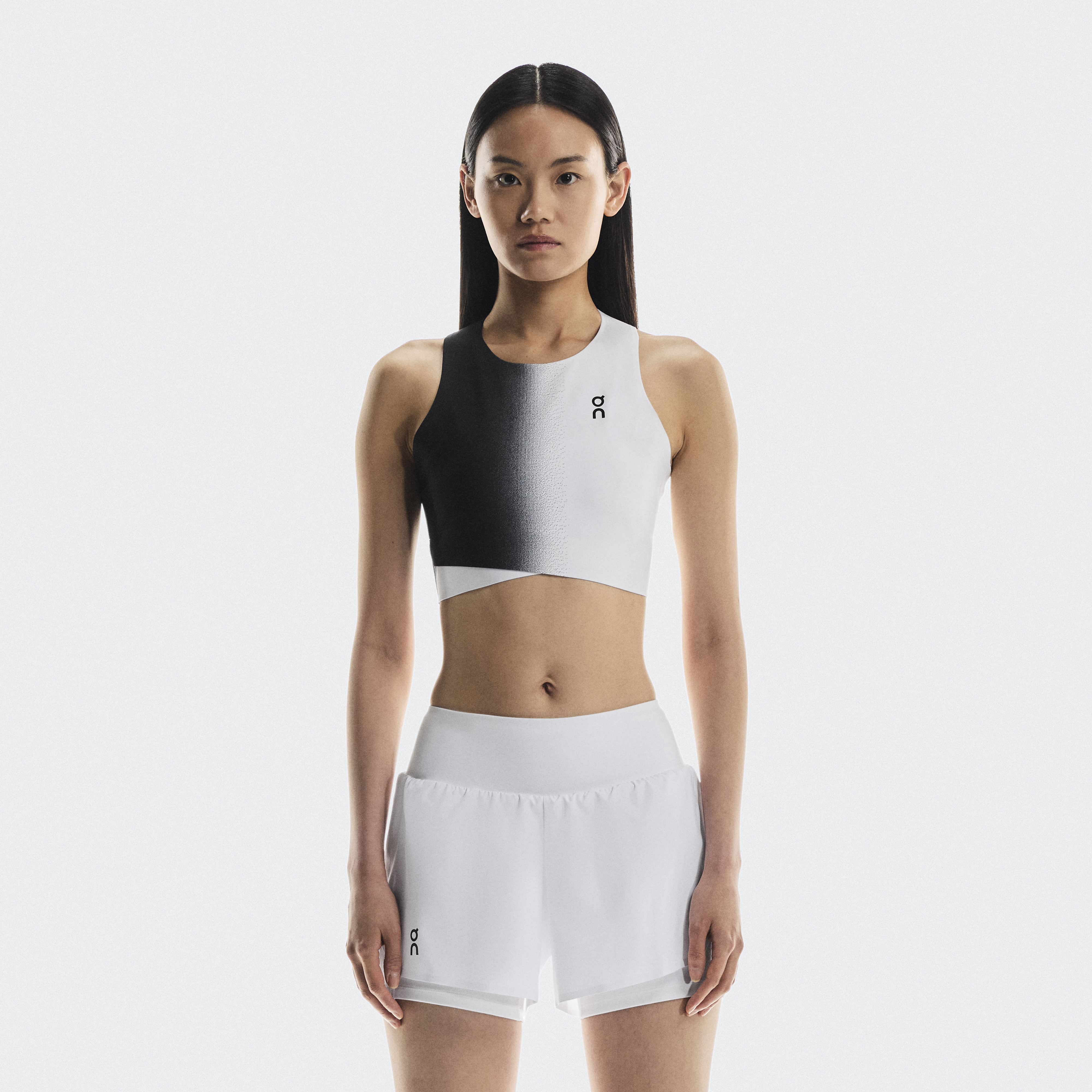 Court Crop Top Shirt in Black/White