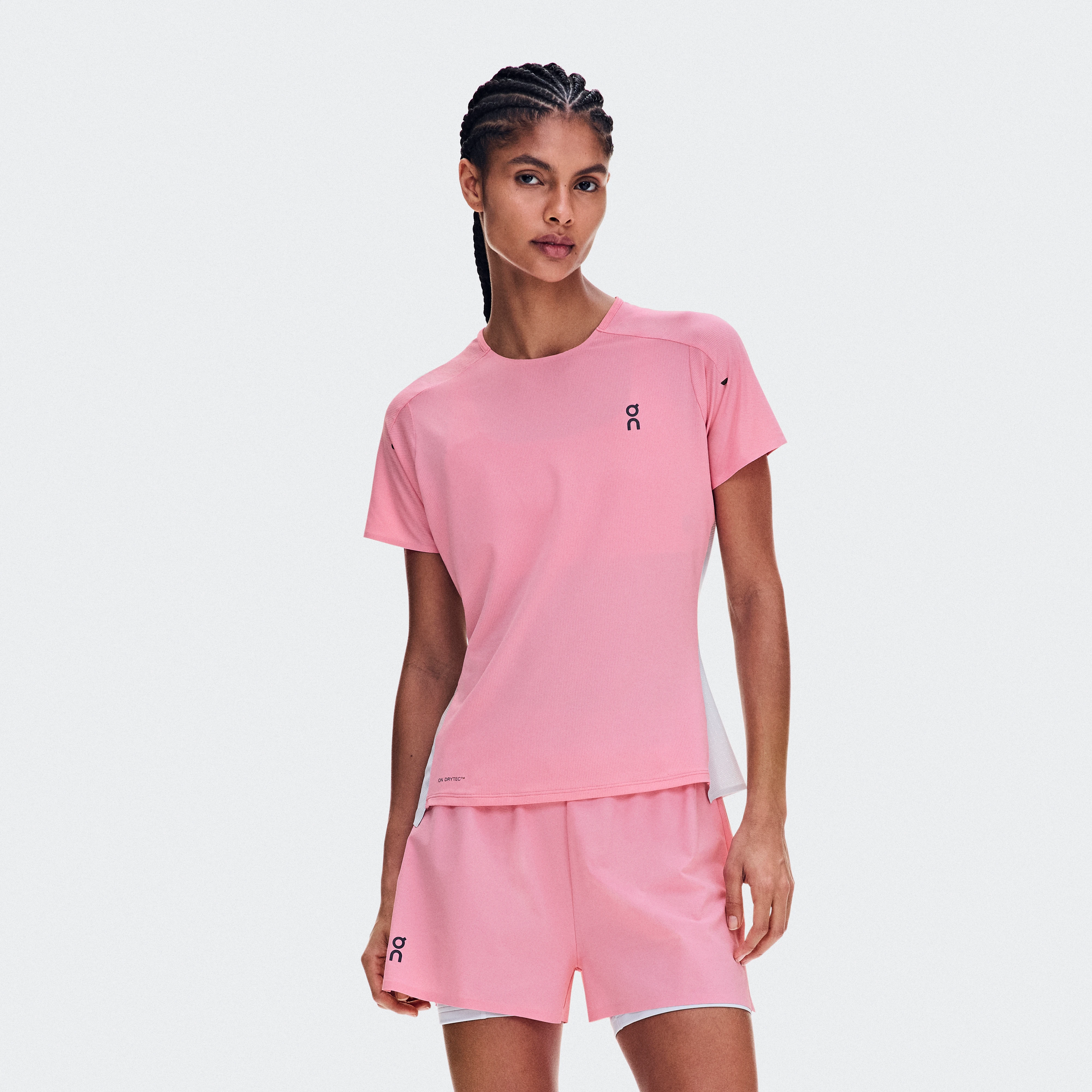 On Performance-T Magnolia & Glacier Femme – Running sur route, training par temps chaud Hauts et t-shirts