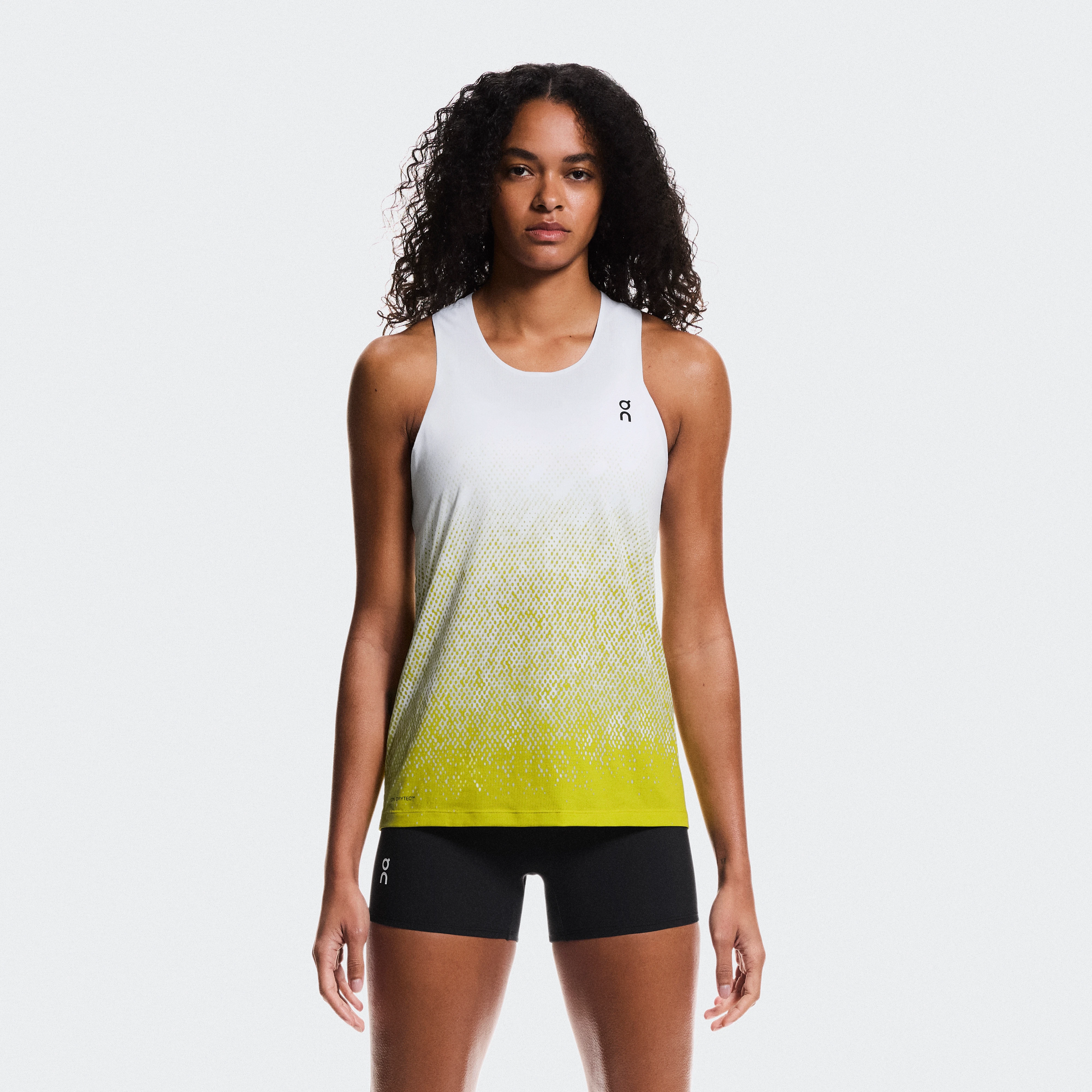 On Zero Singlet Blanco Amarillo Mujer Mujer – Running de competición Camisetas