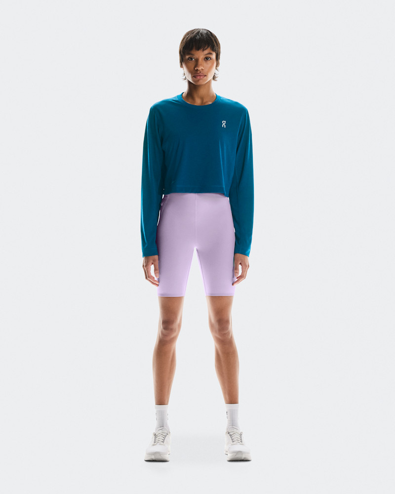 On Women's Train Long-T Crop Shirt in Tempest, Size: XS, Polyester