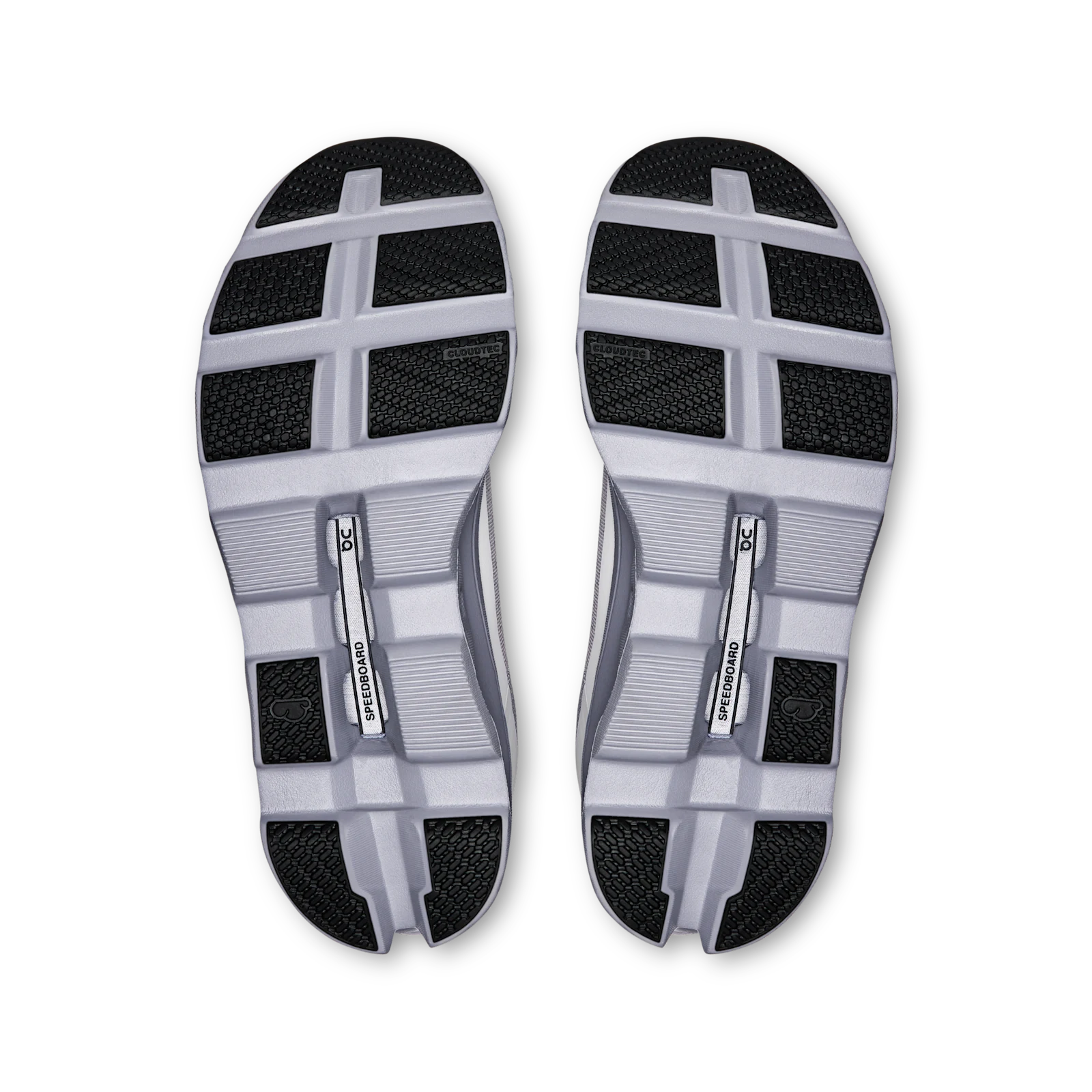 Outsole of On Cloudmonster showing the Speedboard plate
