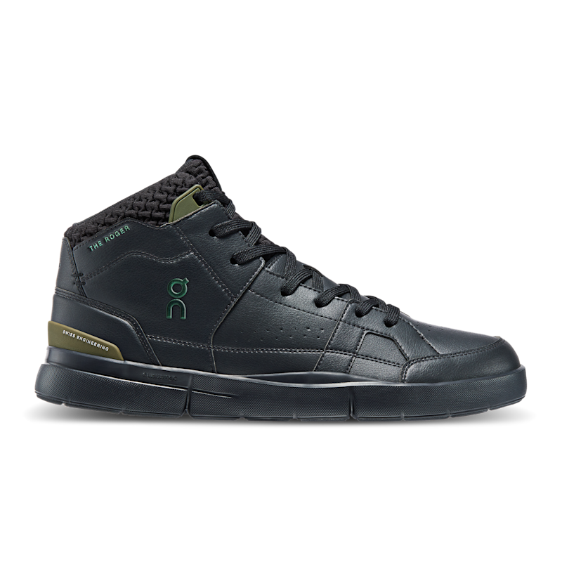 On Men's THE ROGER Clubhouse Mid Sensa Lifestyle Shoe in Black/Camo, Size: 46