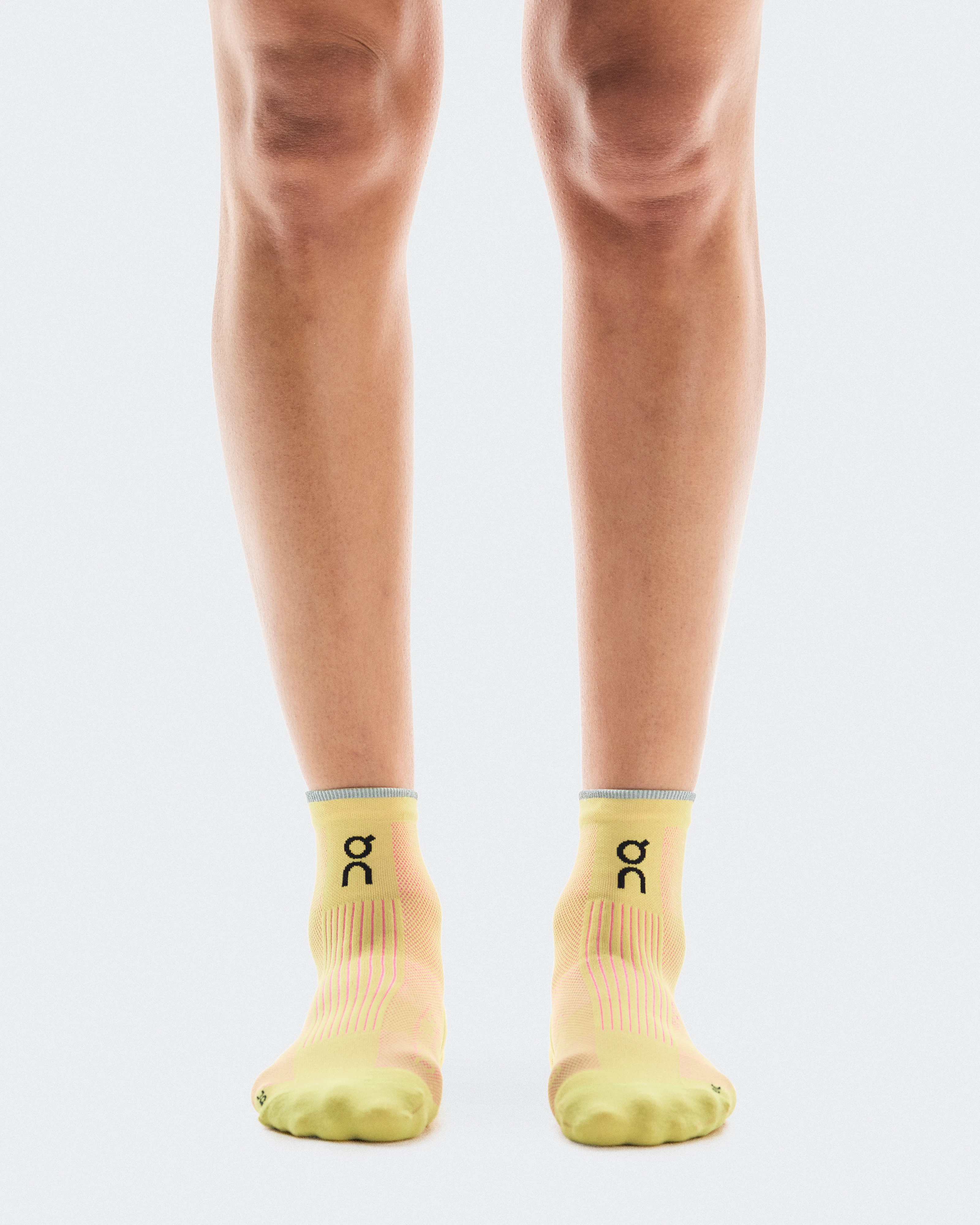 On Elite Run Sock Mid Limelight & Pink Unisex Socks