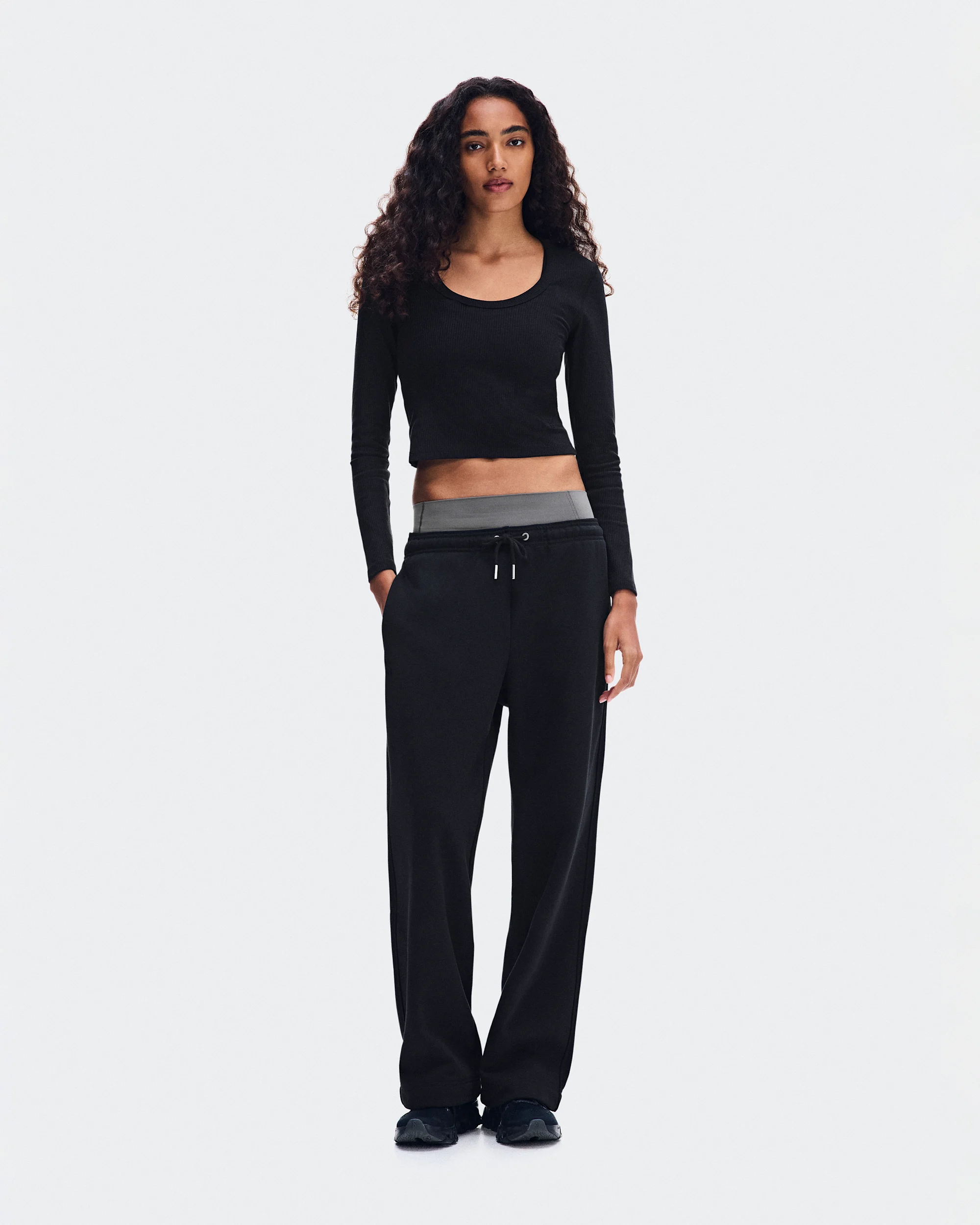 Women's All-Day Ribbed Long-T Black