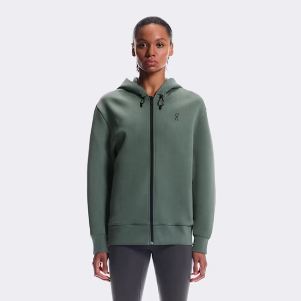 Focus Tech Zip Hoodie in Olive