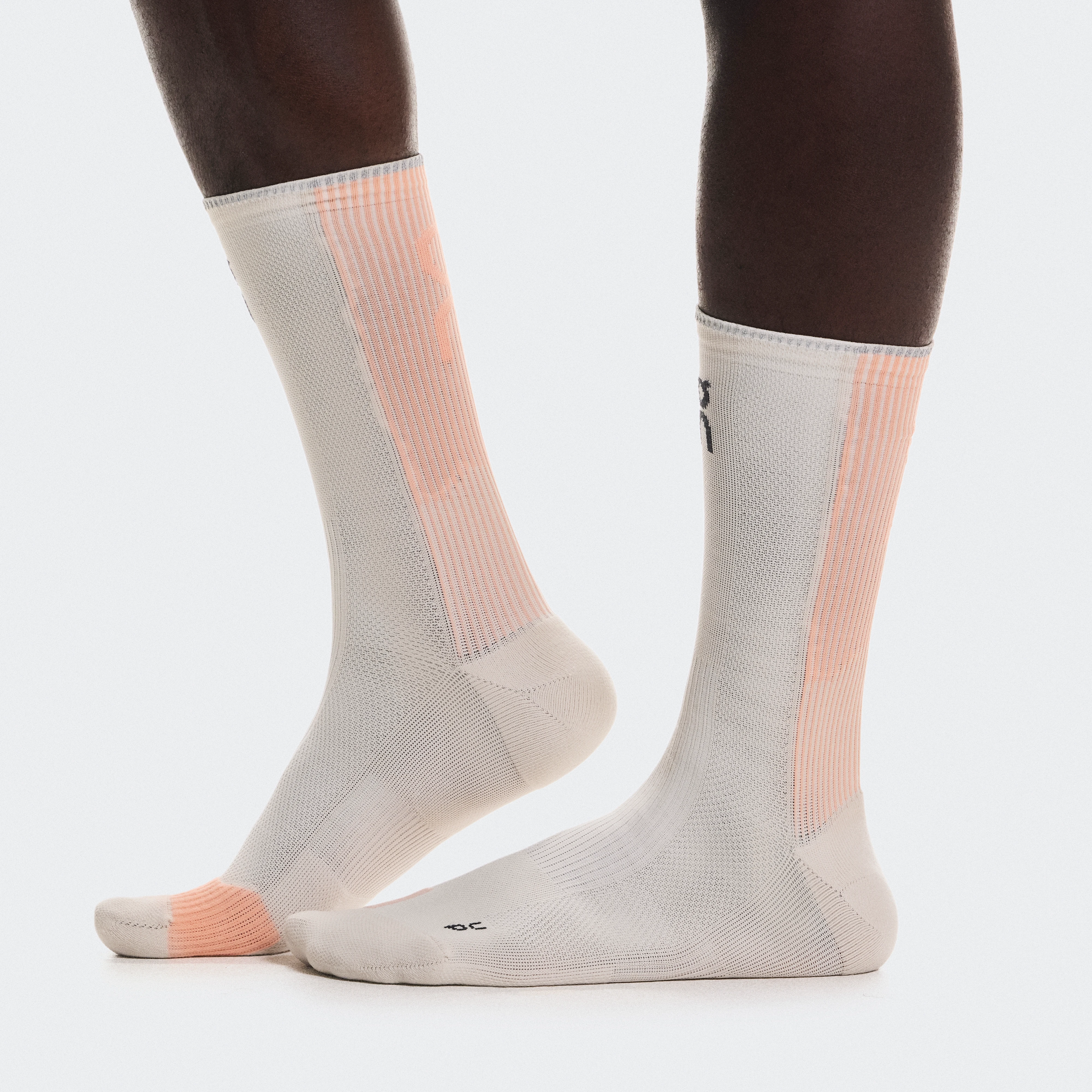 On Performance Run Sock High Pearl & Sunstone Unisexe – Running de performance, respirabilité, amorti Chaussettes