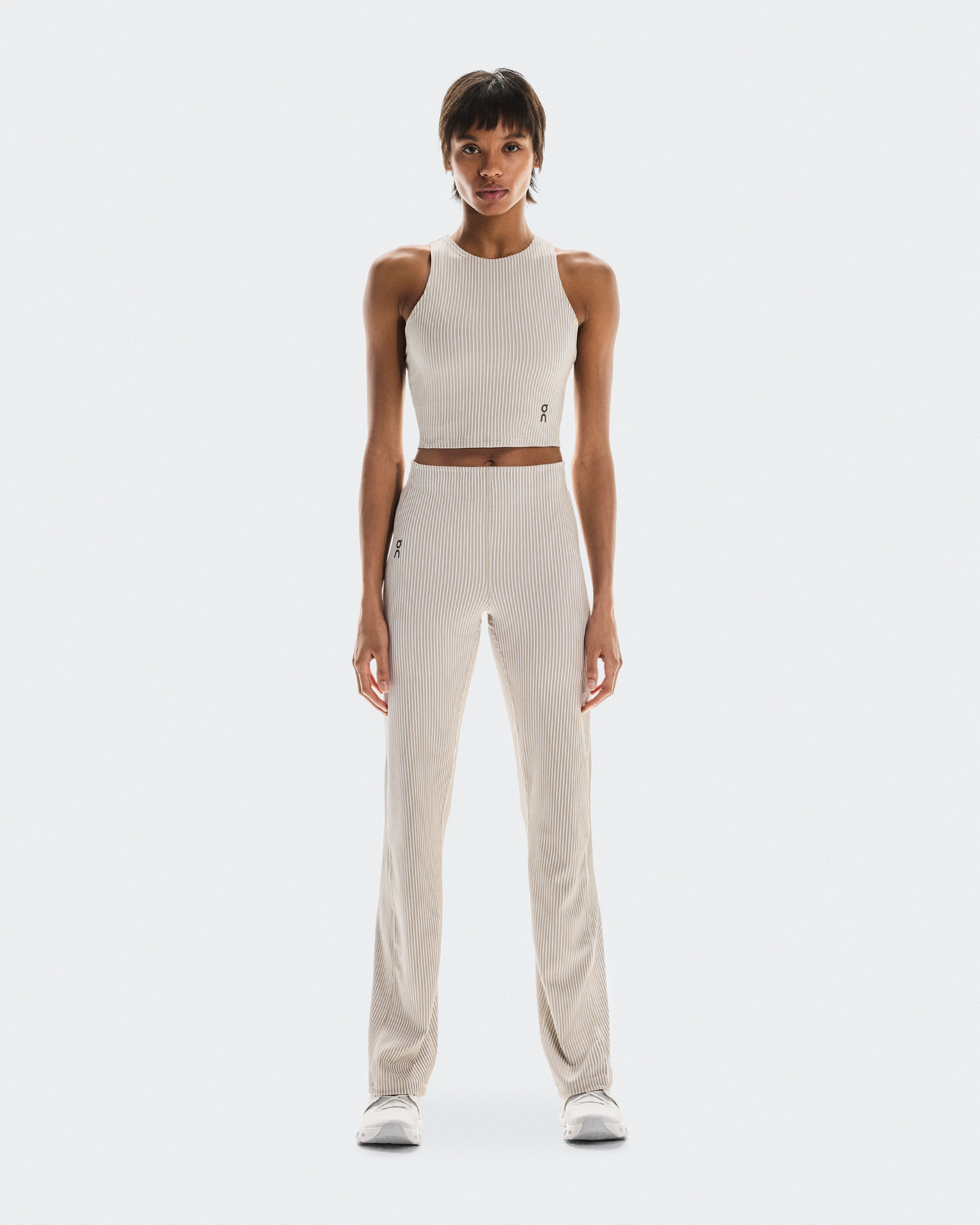 On All-Day Ribbed Crop Desert & White Women Tops and t-shirts