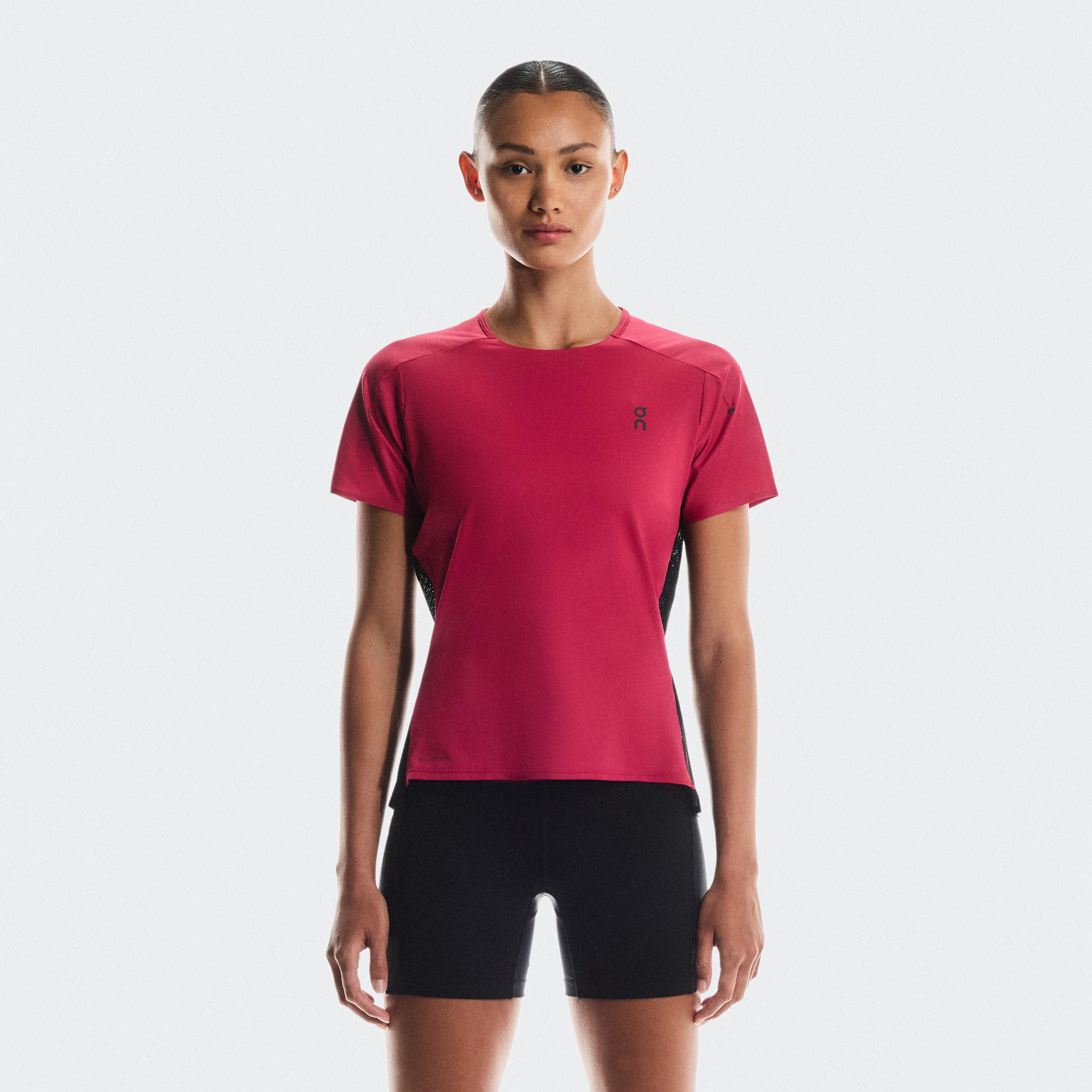 On Performance-T Pink Black Women Women – Road running, warm weather Tops and t-shirts