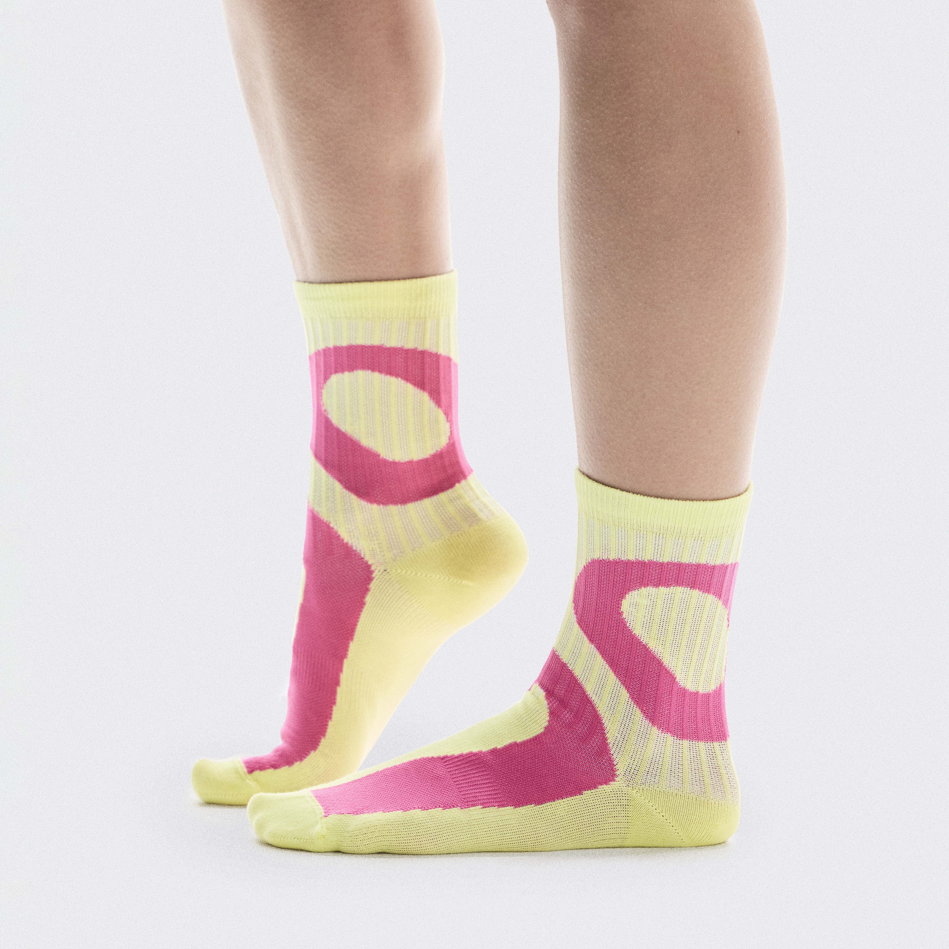 Liquid Logo Sock High 2P in Limelight/Pink