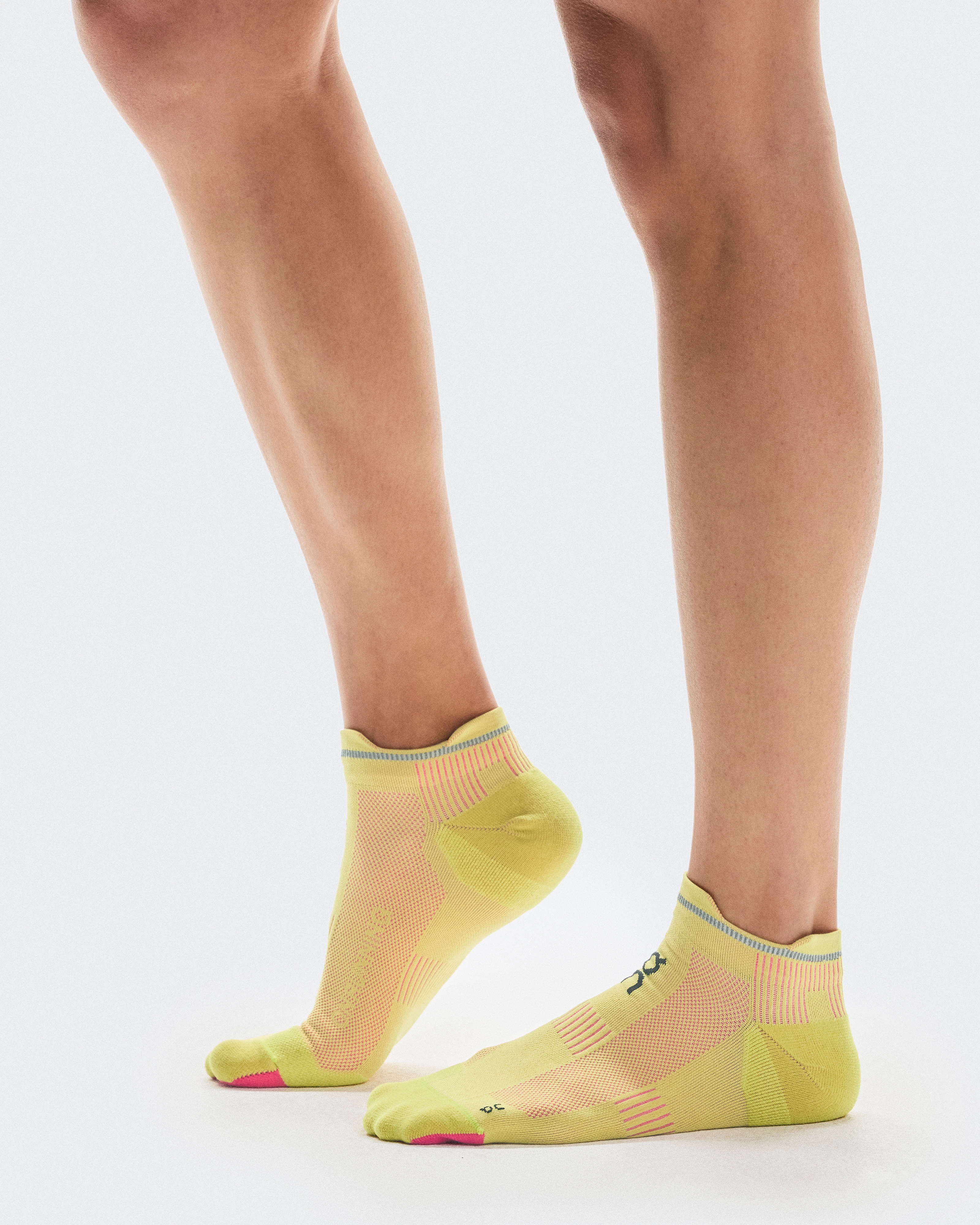 On Elite Run Sock Low Limelight & Pink Unissex Meias