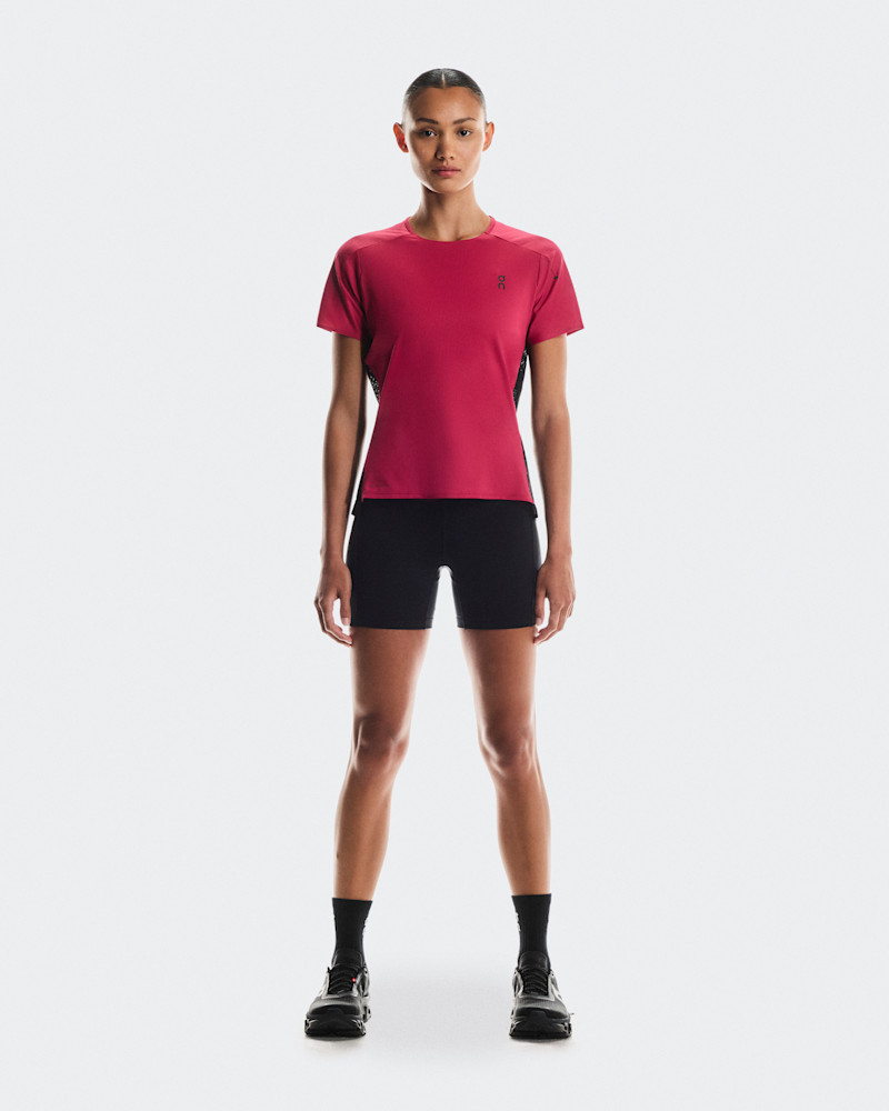 On Women's Performance-T Short-Sleeve Shirt in Grenadine/Black, Size: XL, Polyester