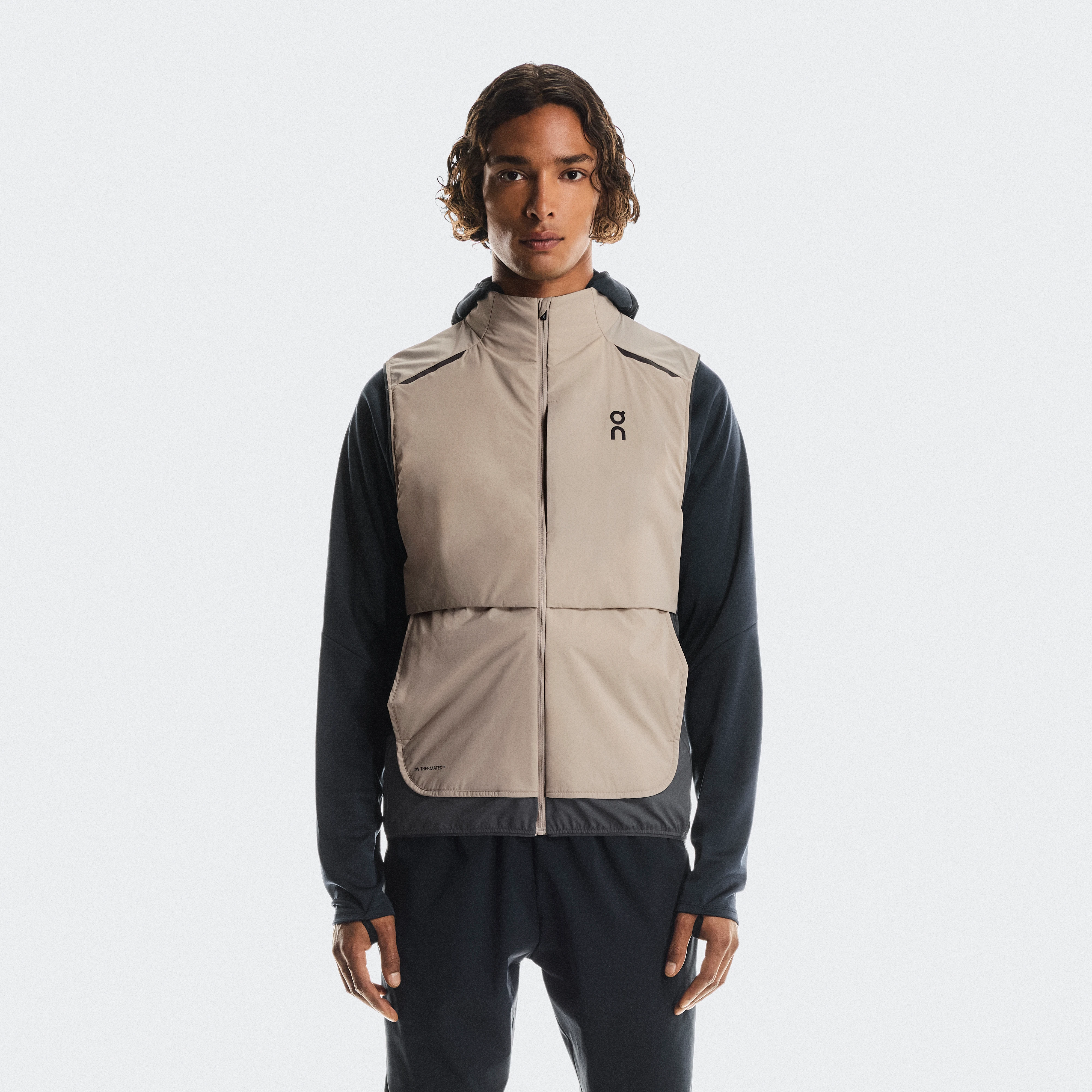 On Weather Vest Beige Grey Men Men – Running, cold weather Jackets