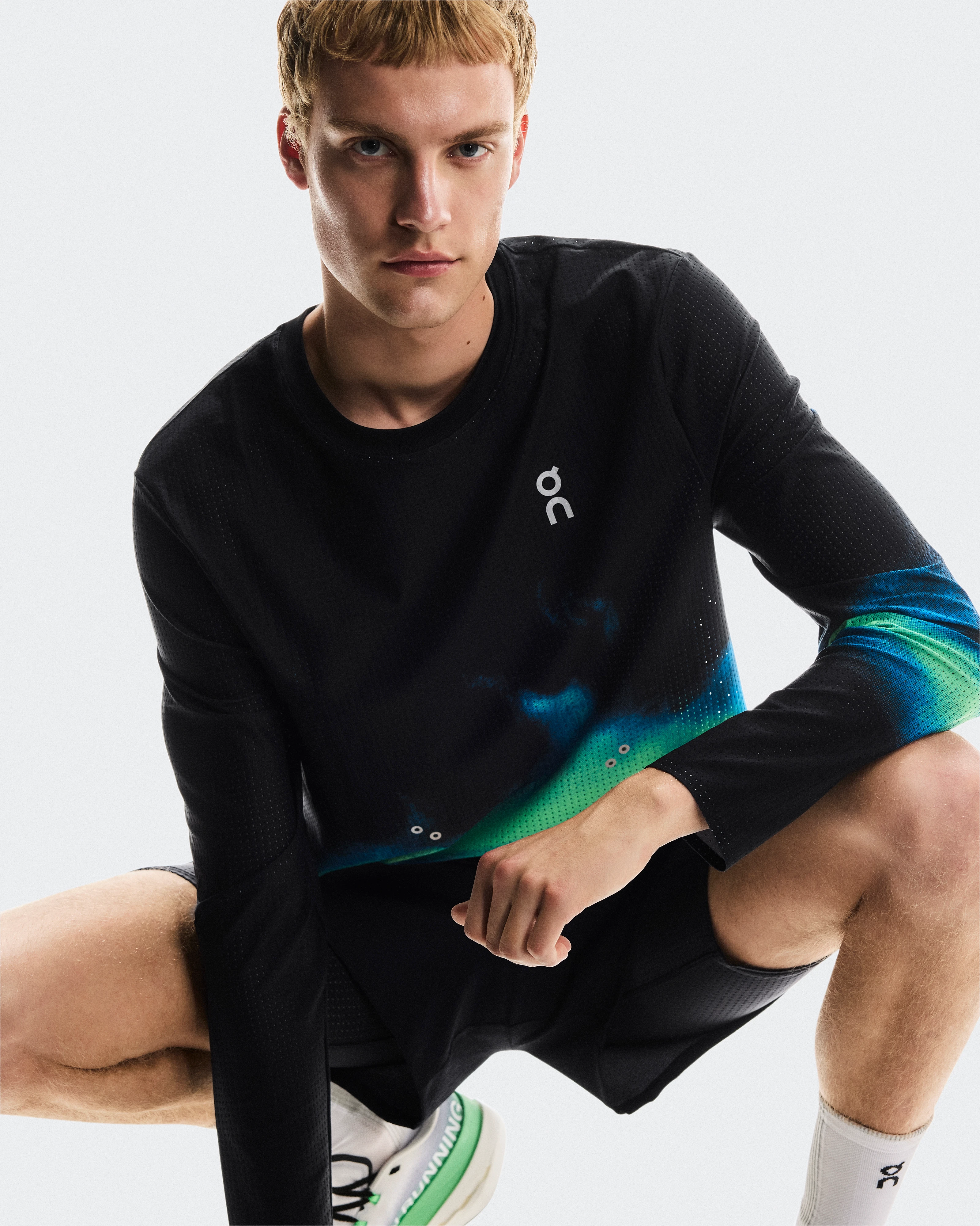 On Pace Mesh Long-T Black & Horizon Men Tops and t-shirts