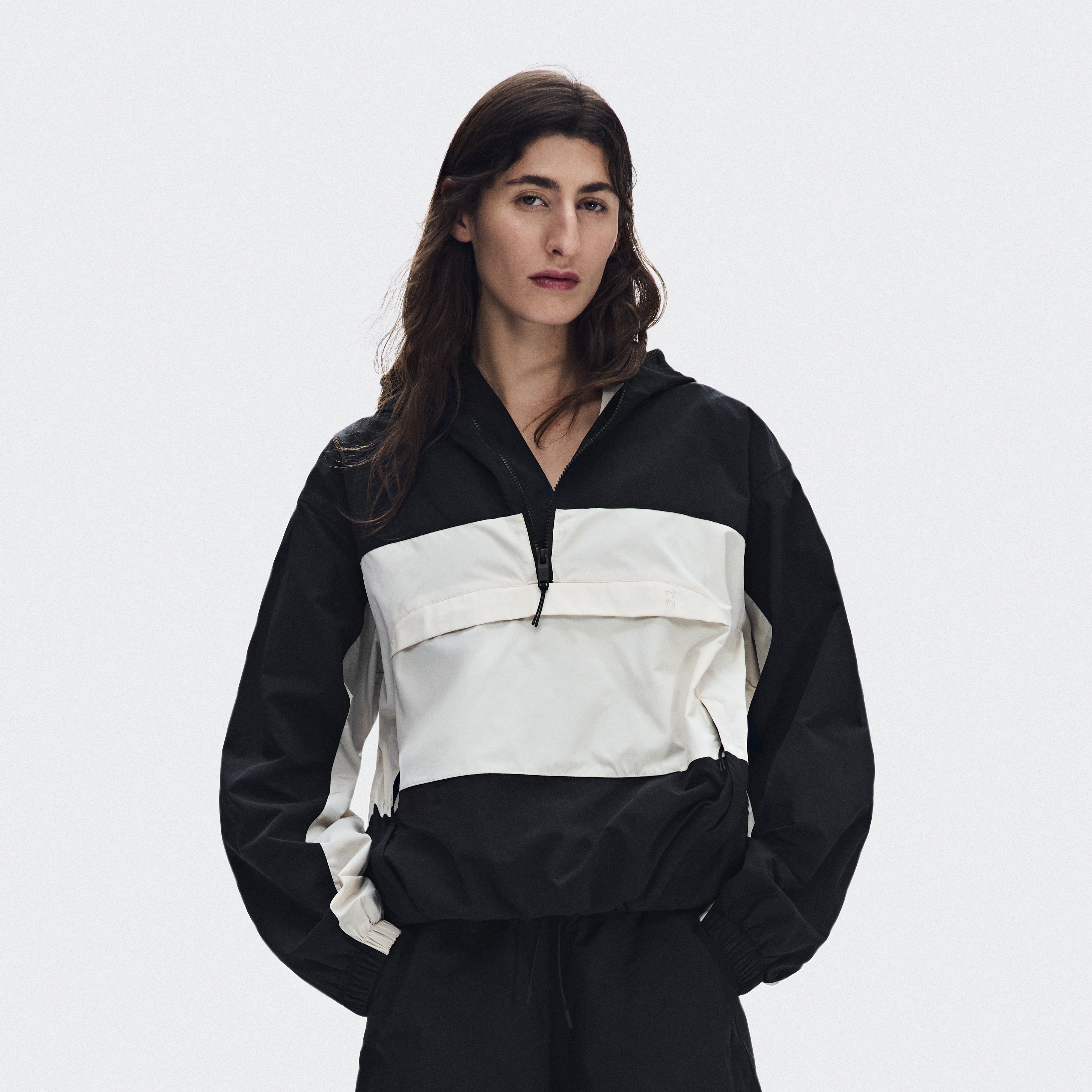 Half-Zip Anorak Jacket in Black