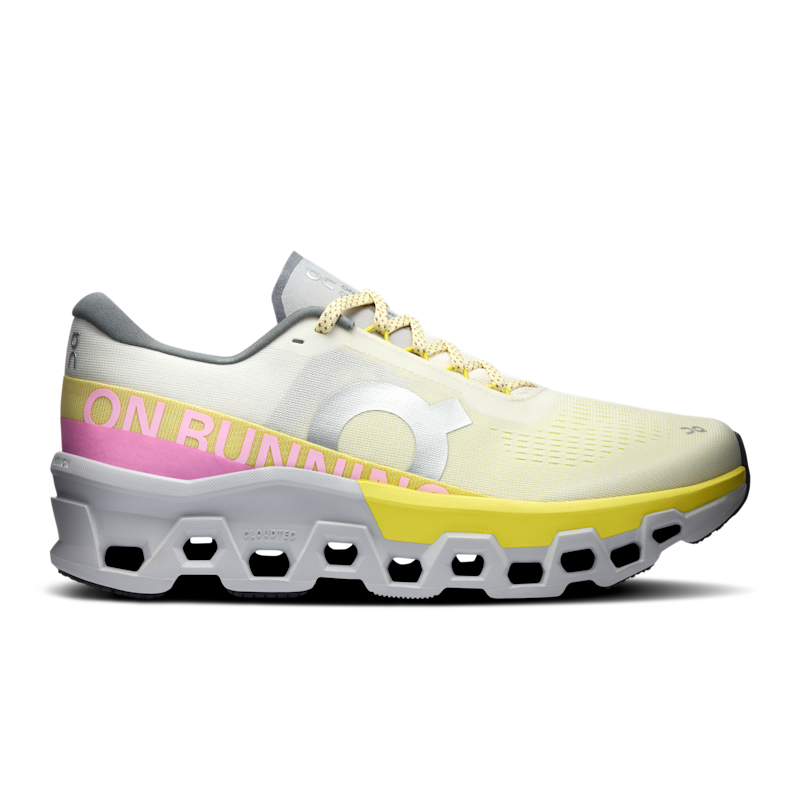 On Men's Cloudmonster 2 Road Running Shoe in Ivory/Lime, Size: 10.5, Recycled Polyester