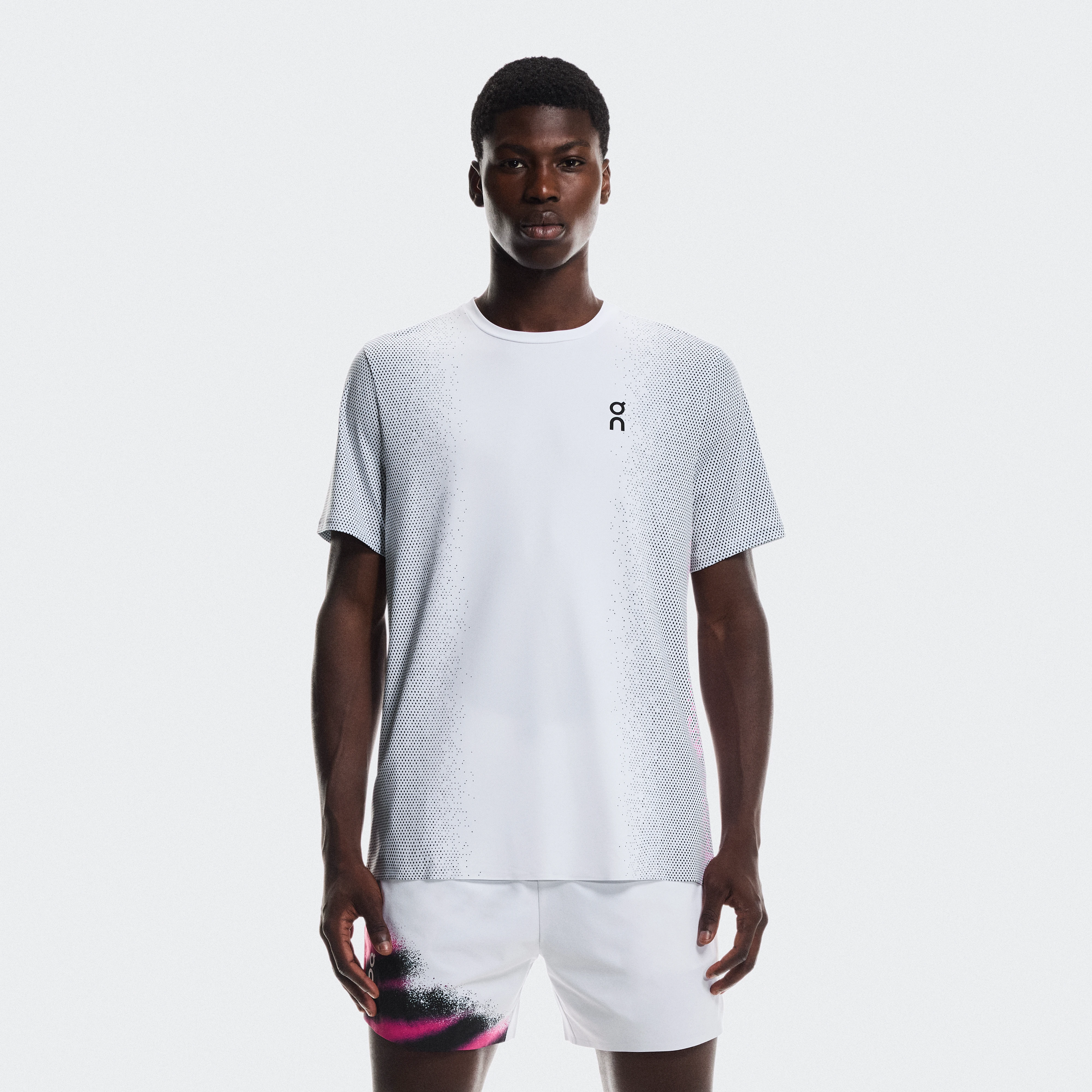 On Court-T Bianco Grigio Uomo Uomo – Tennis ad alte prestazioni, sport da racchetta, leggerezza Maglie e magliette