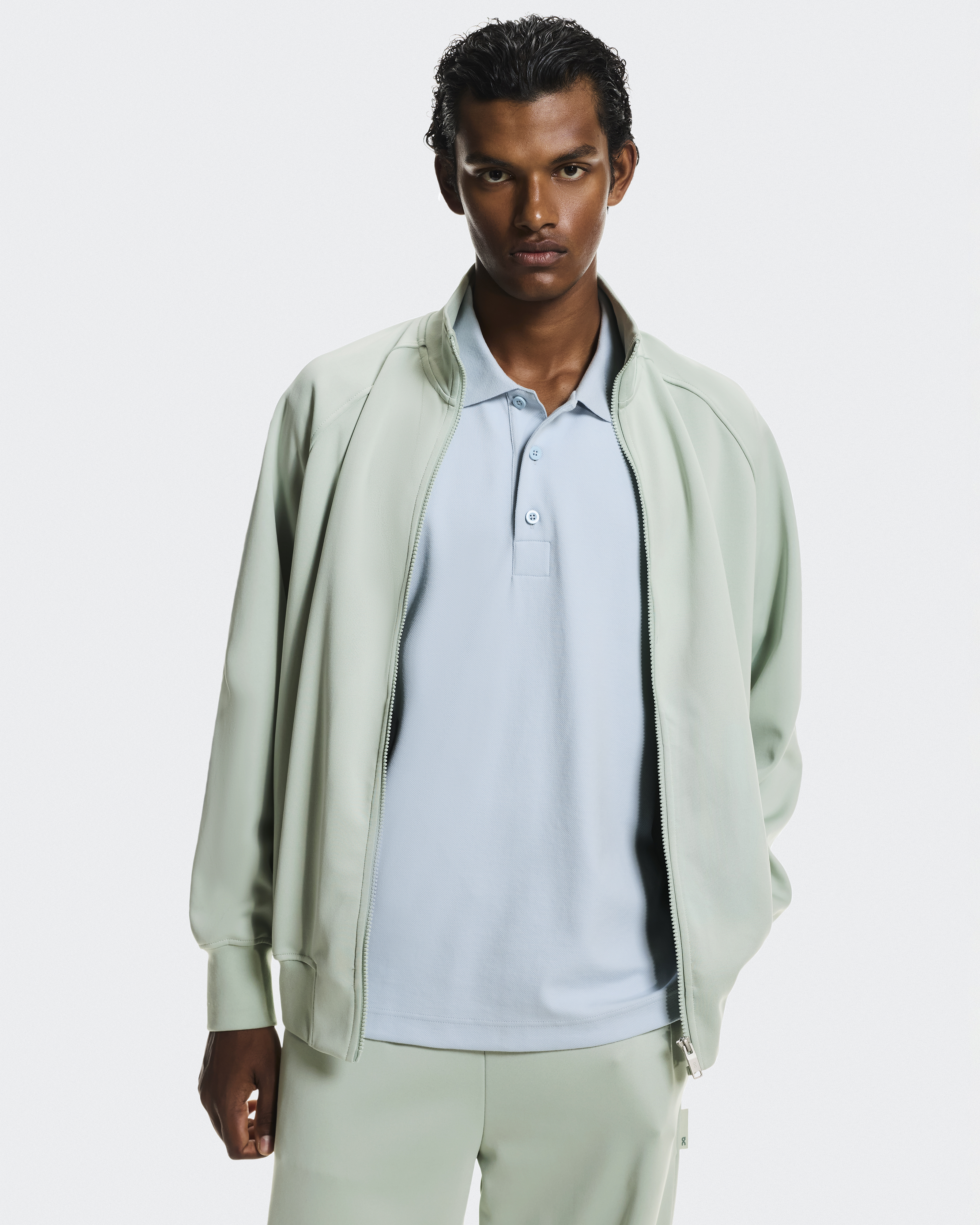 SHIRT LONG COLLAR STANDING ZIPUP groundY ジャケット・アウター Mens Casual Collar Stand Lightweight Jacket Zip Full Fleece ジャケット・アウター