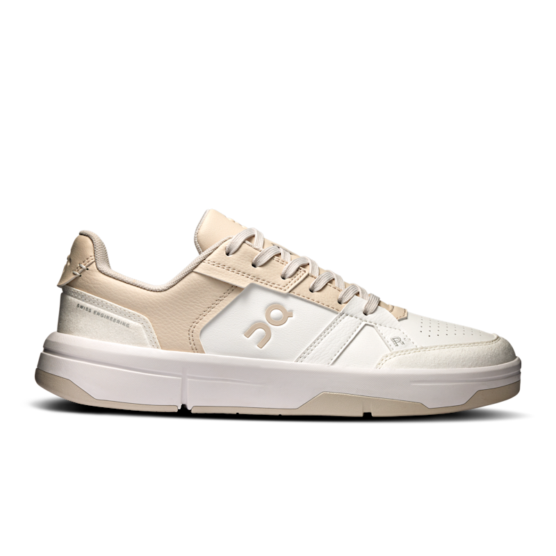 On Women's THE ROGER Clubhouse Tennis Shoe in White/Pearl, Size: 7, Recycled Polyester