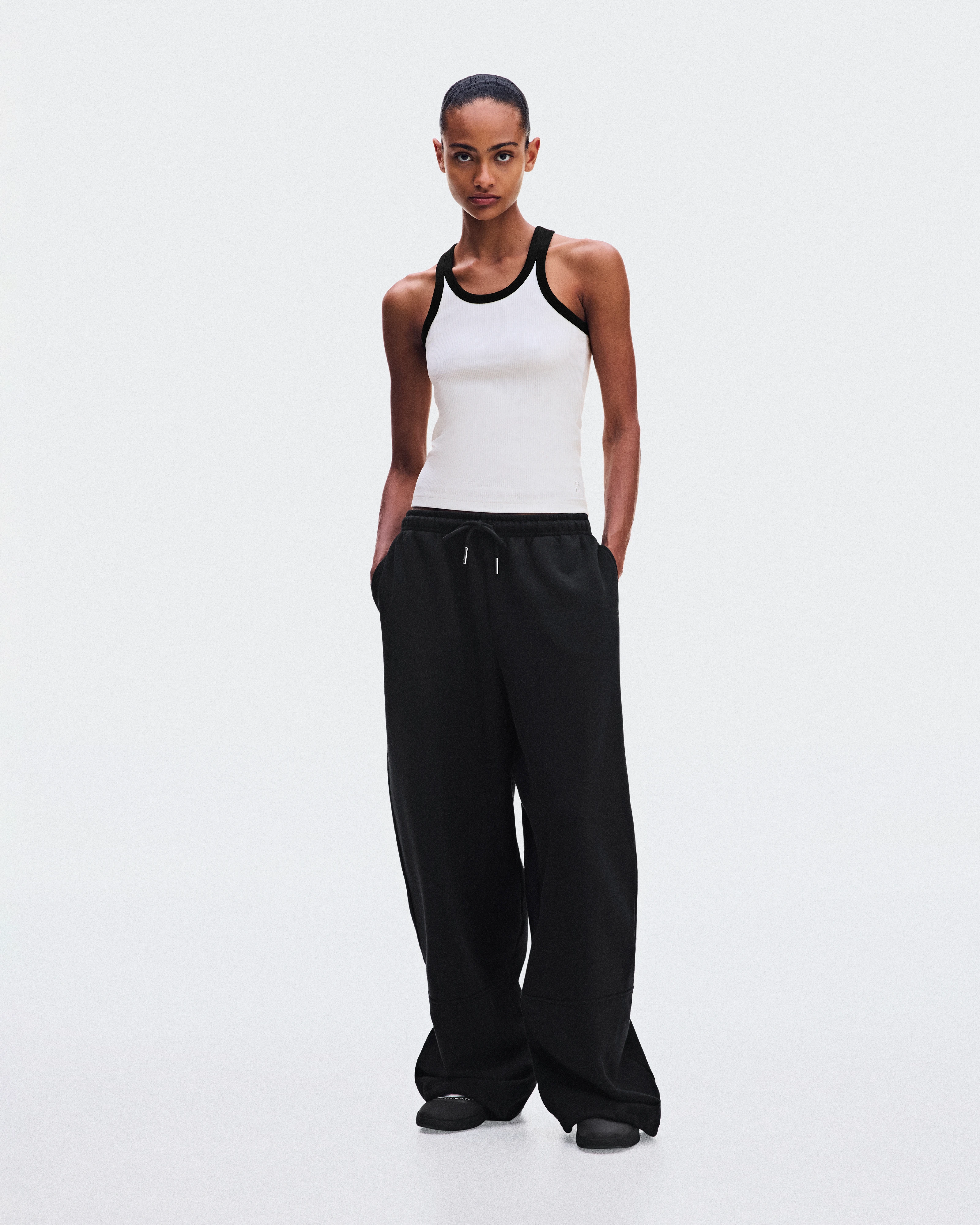 On All-Day Ribbed Tank Ivory & Black Women Tops and t-shirts