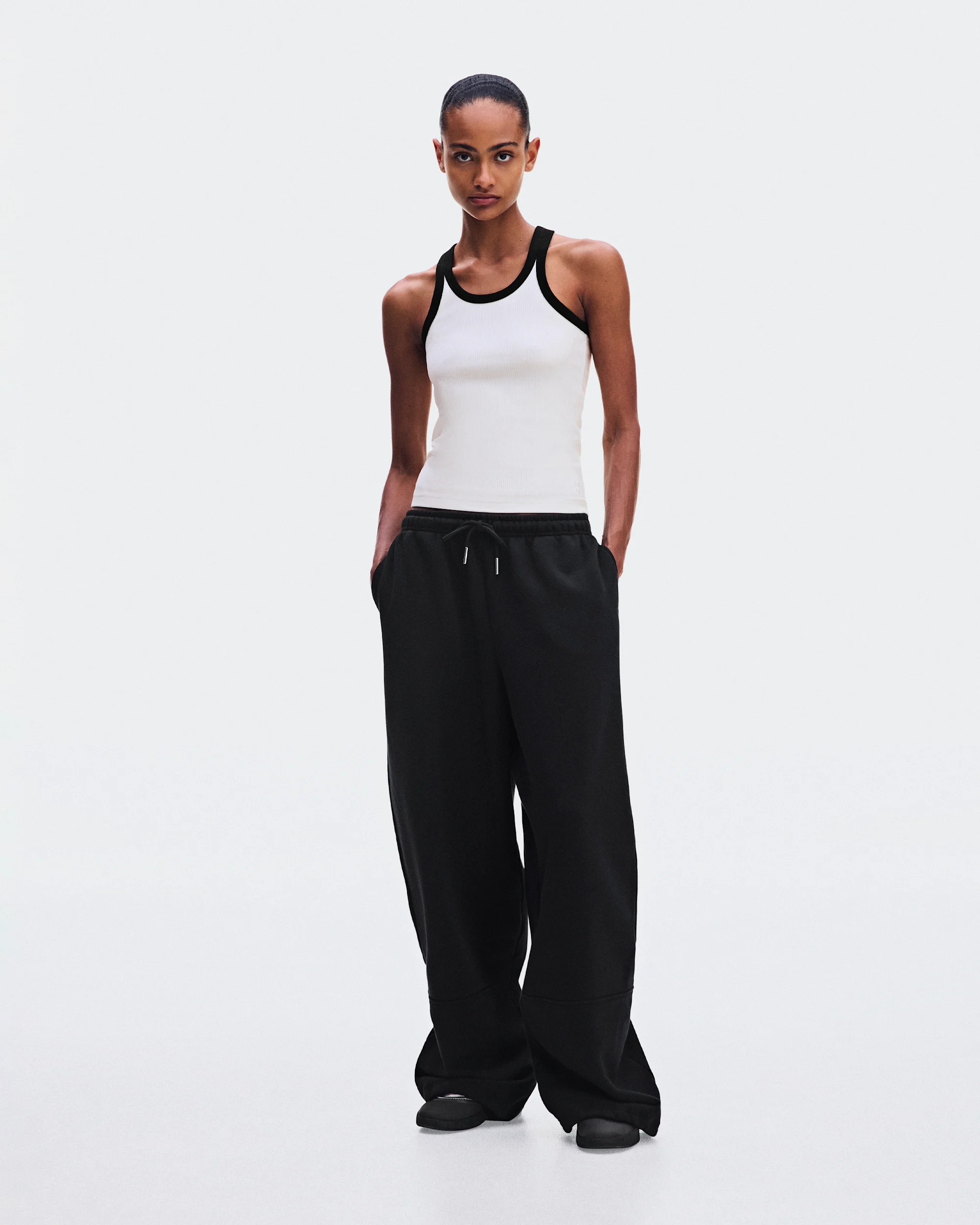 Women's All-Day Ribbed Tank Ivory | Black