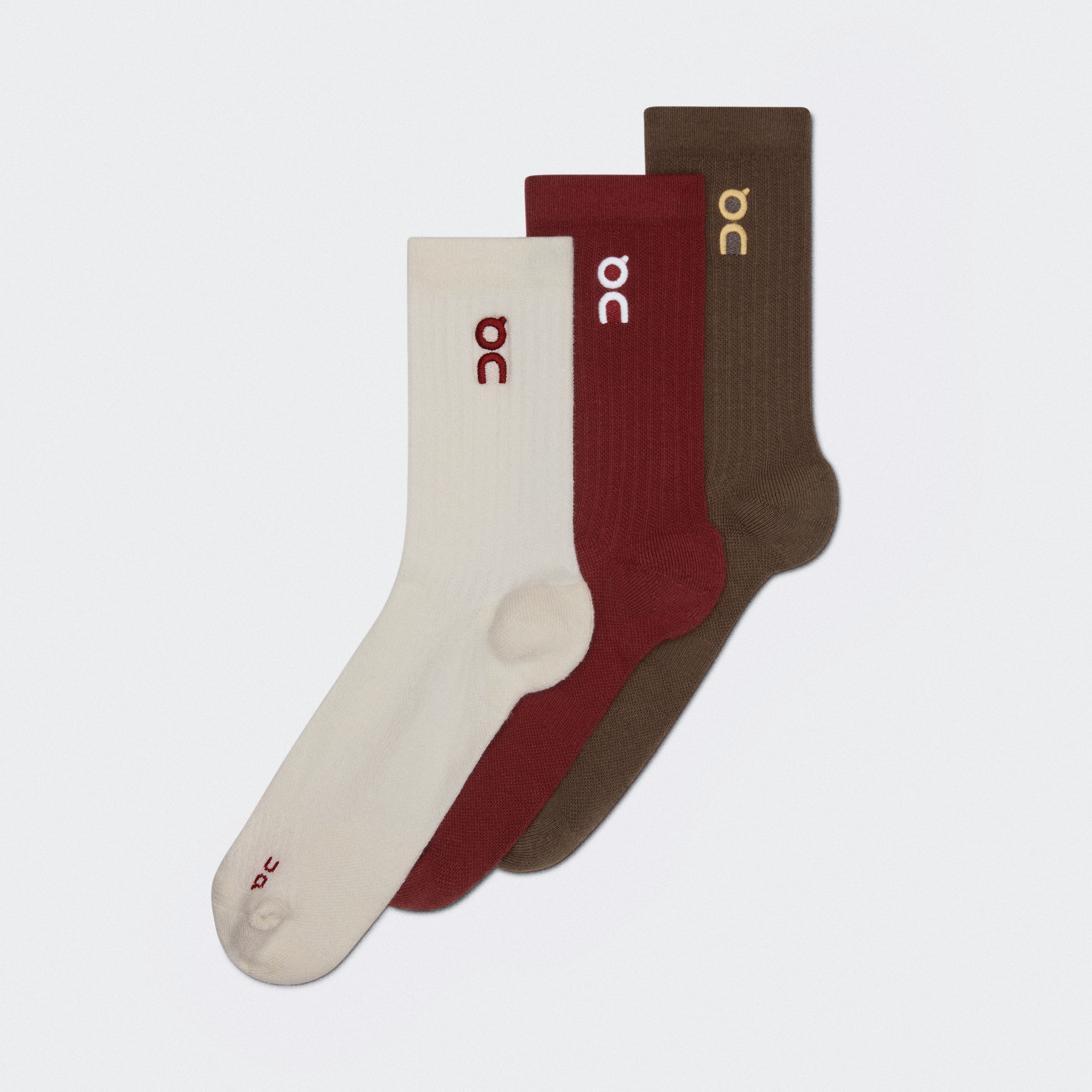 On Embroidered Logo Sock 3P Year of the Horse Brown Beige Unisex Socks