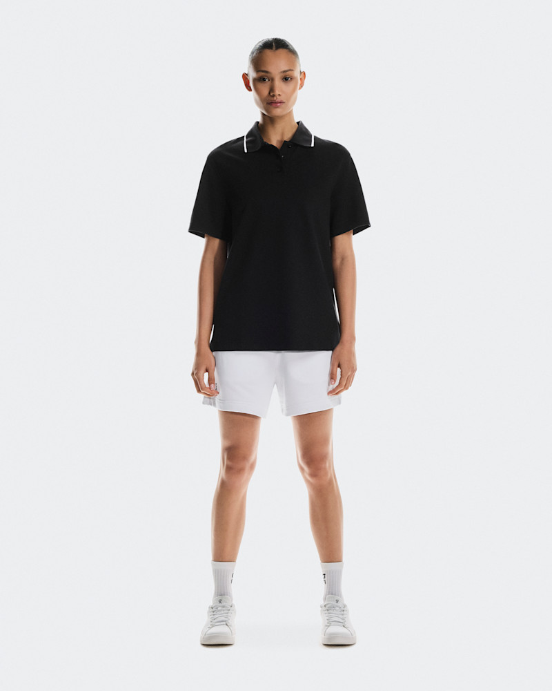 On Women's Courtside Polo Short-Sleeve Shirt in Black, Size: Medium, Recycled Polyamide/Polyester