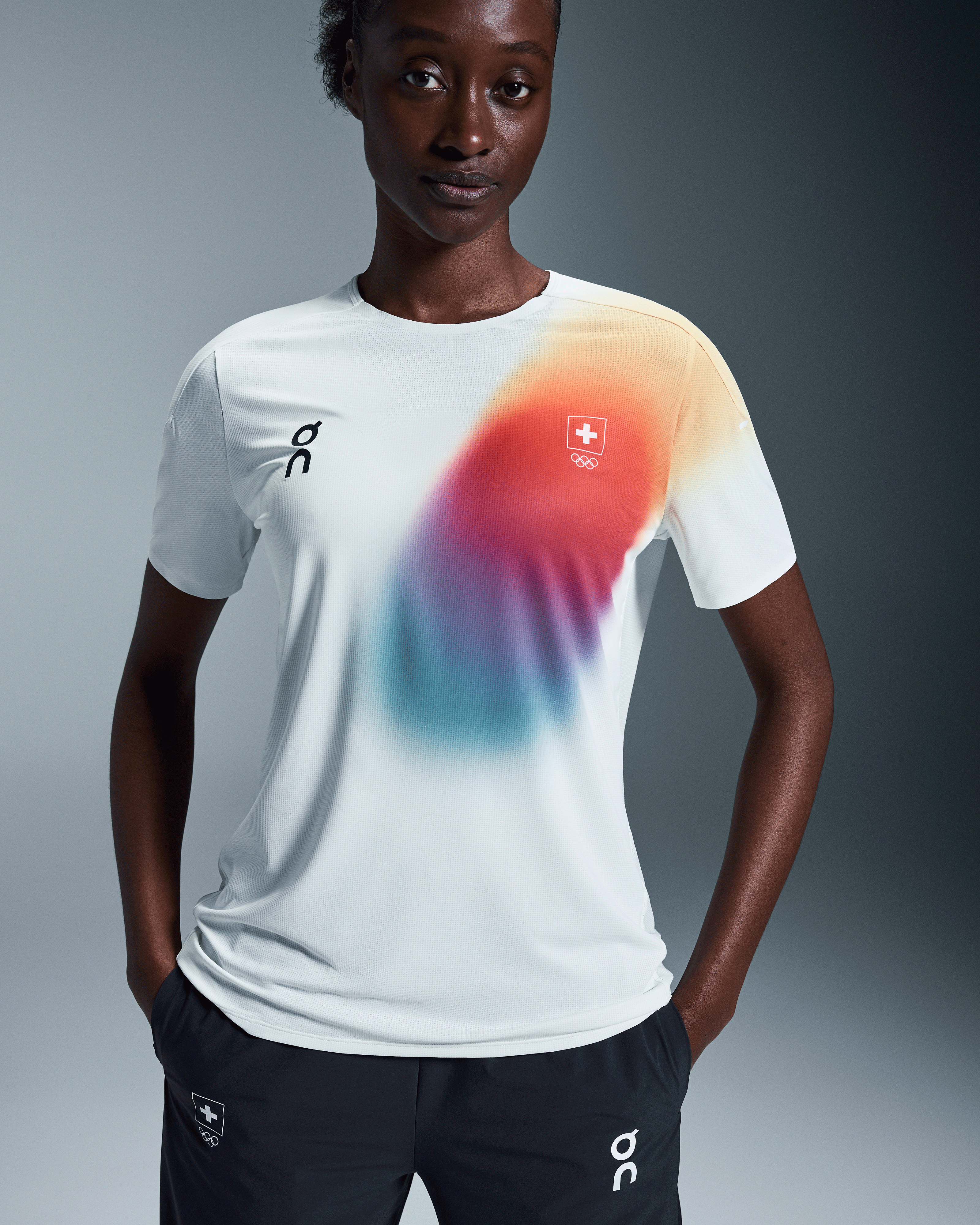 On Swiss Olympic Performance-T Undyed-White Women Tops and t-shirts