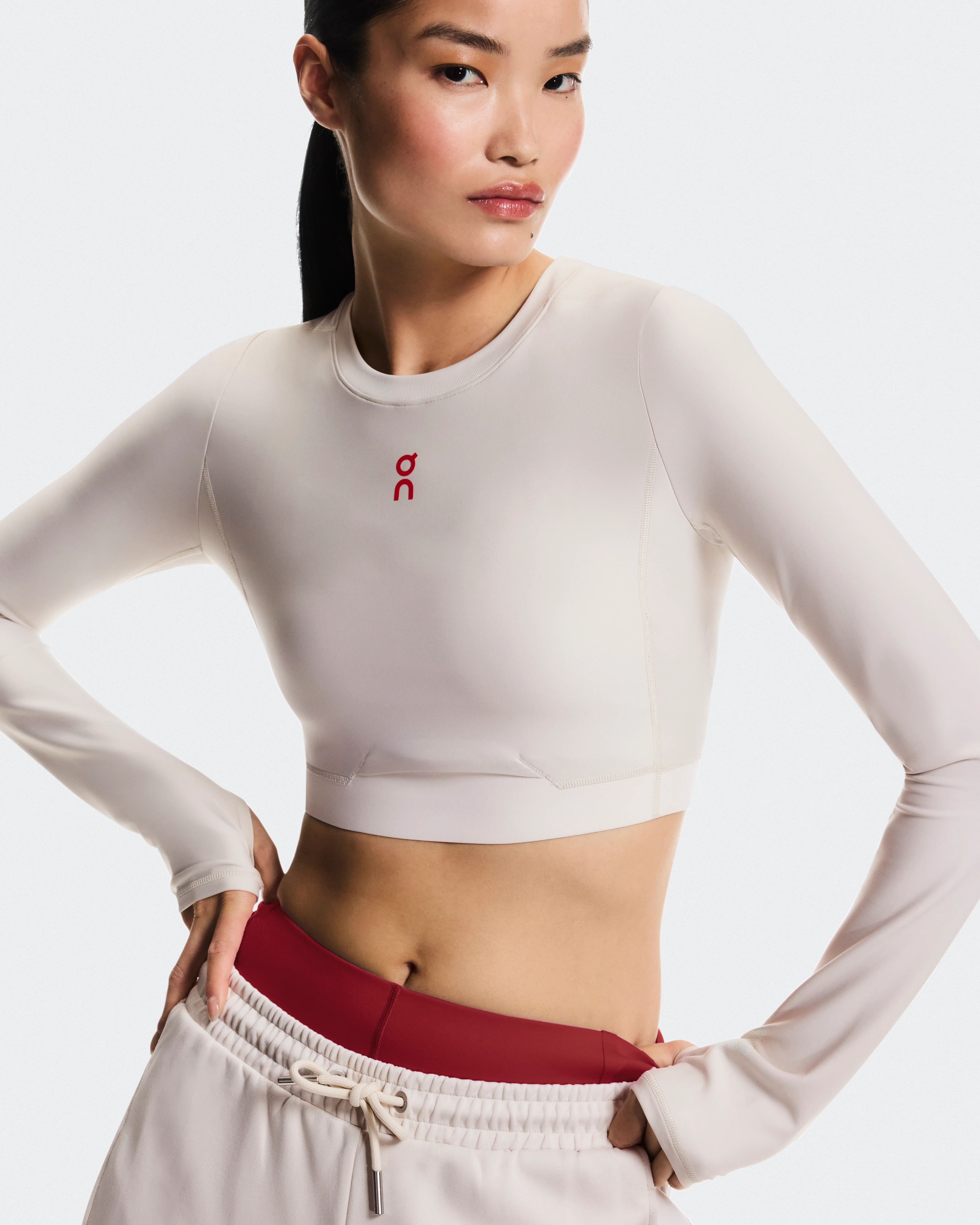 On Train Long Sleeve Crop Year of the Horse Pearl Women Tops and t-shirts