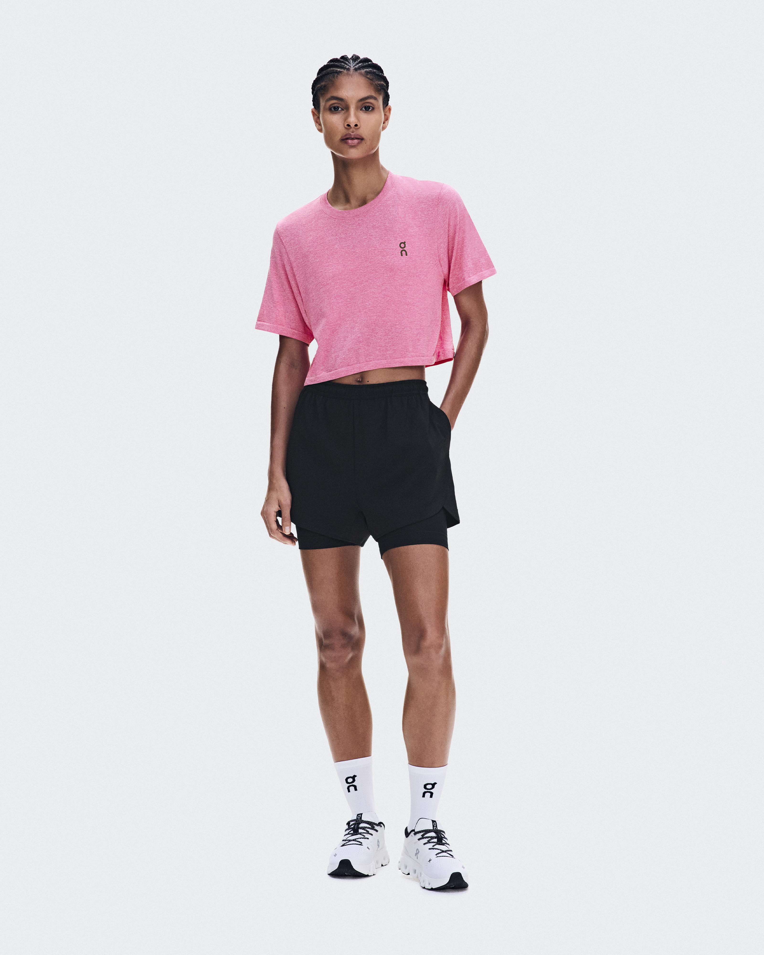 Train Flex-T Crop Short-Sleeve Shirt in Bubblegum Heather
