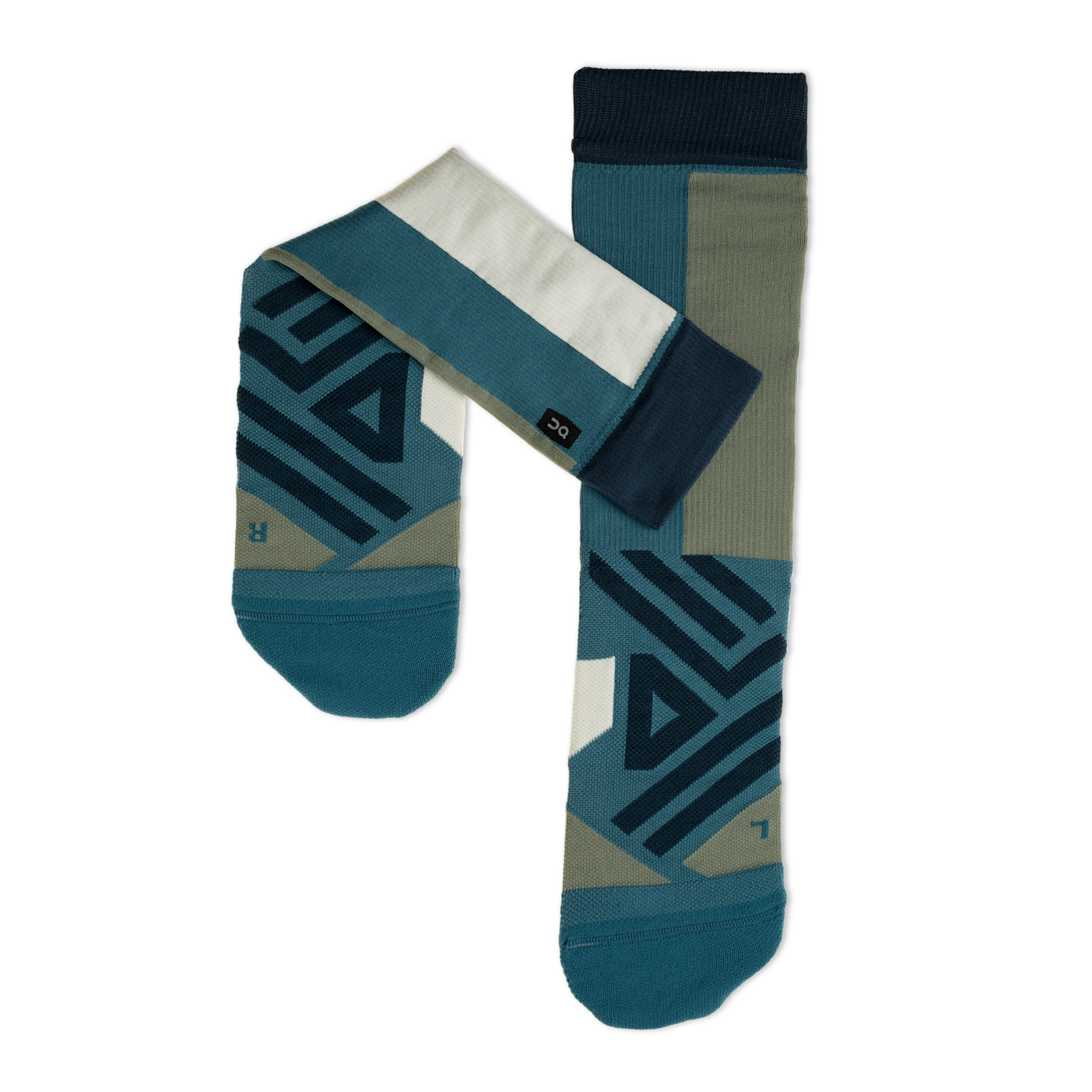 Men's High Sock, Green & Blue