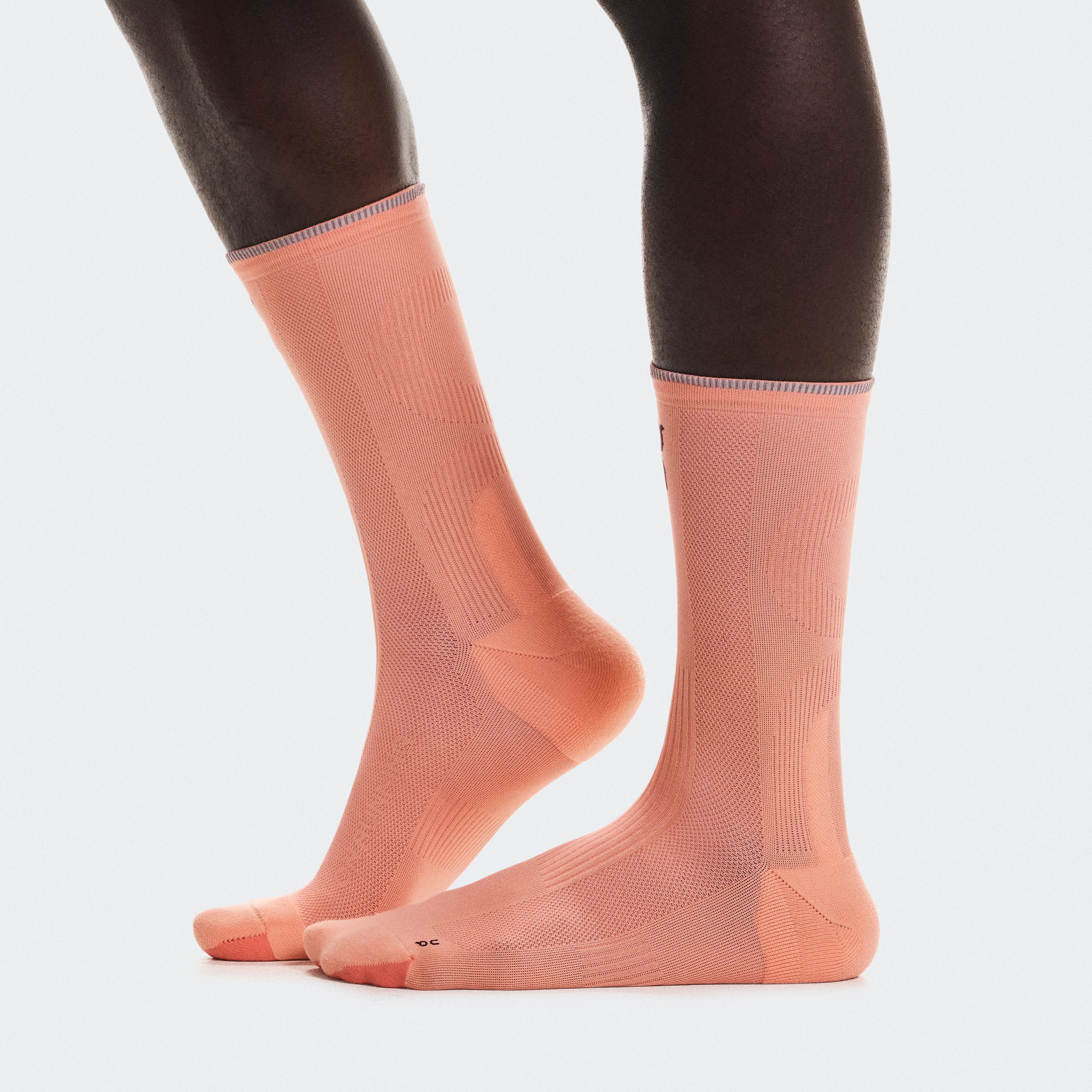 On Elite Run Sock High Sunstone & Reef Unissex – Competição, absorção de suor, respirável Meias