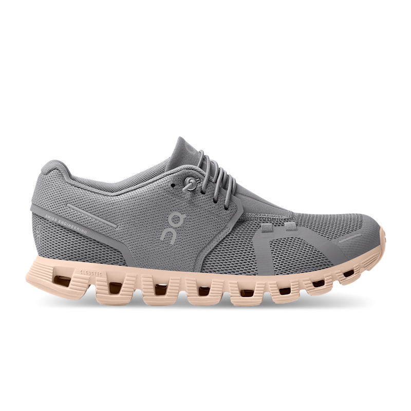 On Women's Cloud 5 Lifestyle Shoe in Zinc/Shell, Size: 5, Recycled Polyester ️