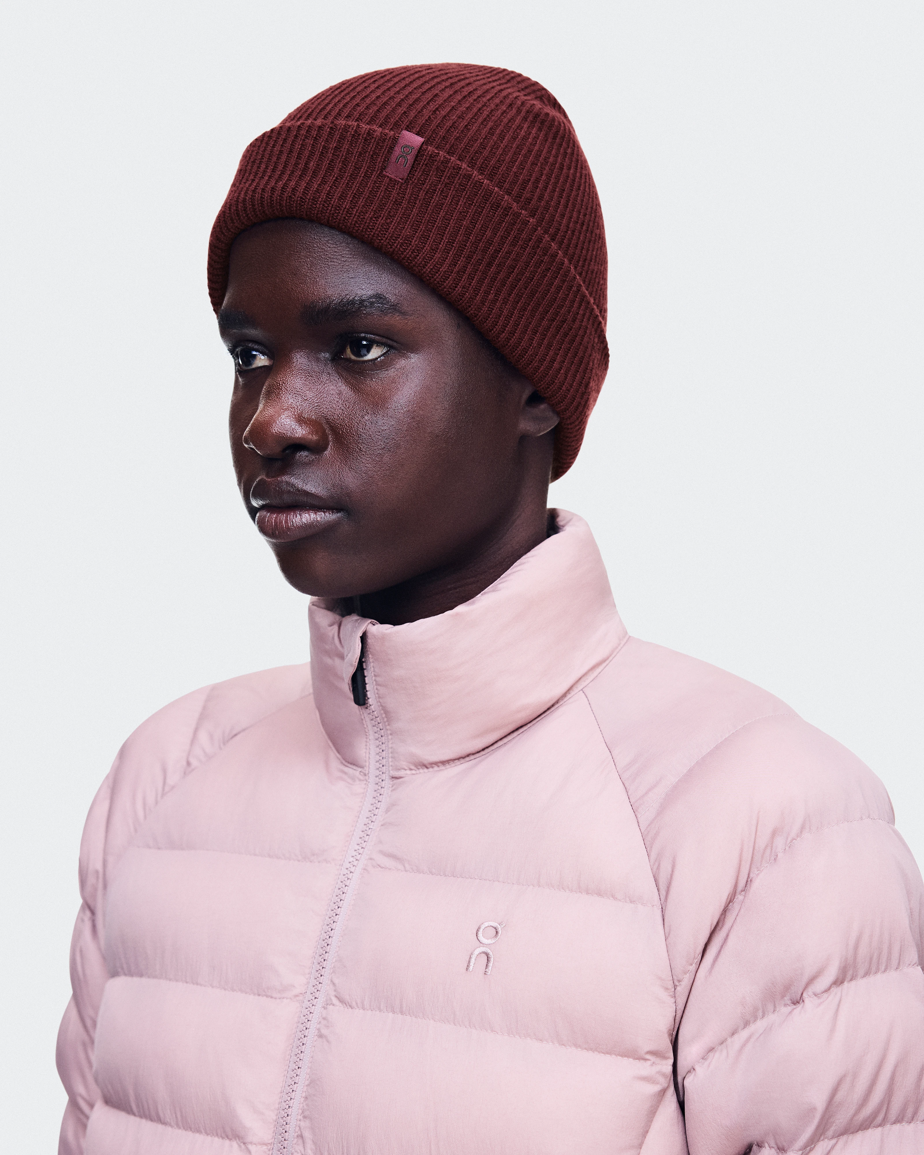 On Merino Beanie Maroon Unisex Headwear