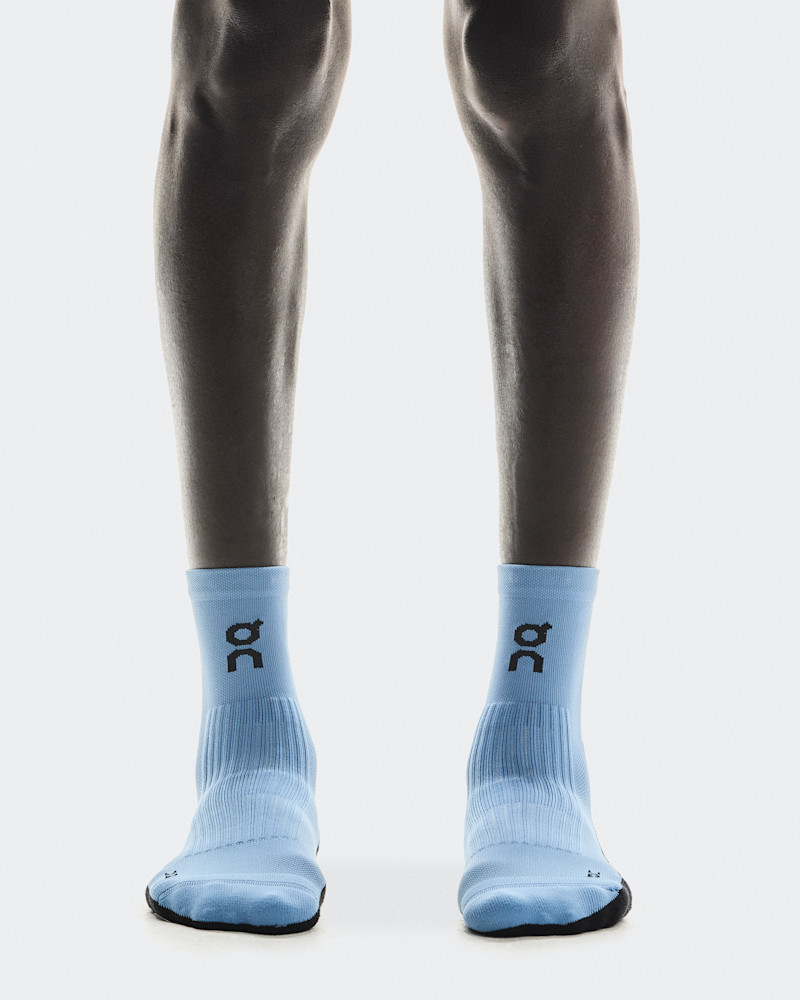 On Trail Sock High 2P in Glacier/Dust, Size: M 12 -14, Polyamide Merino Wool