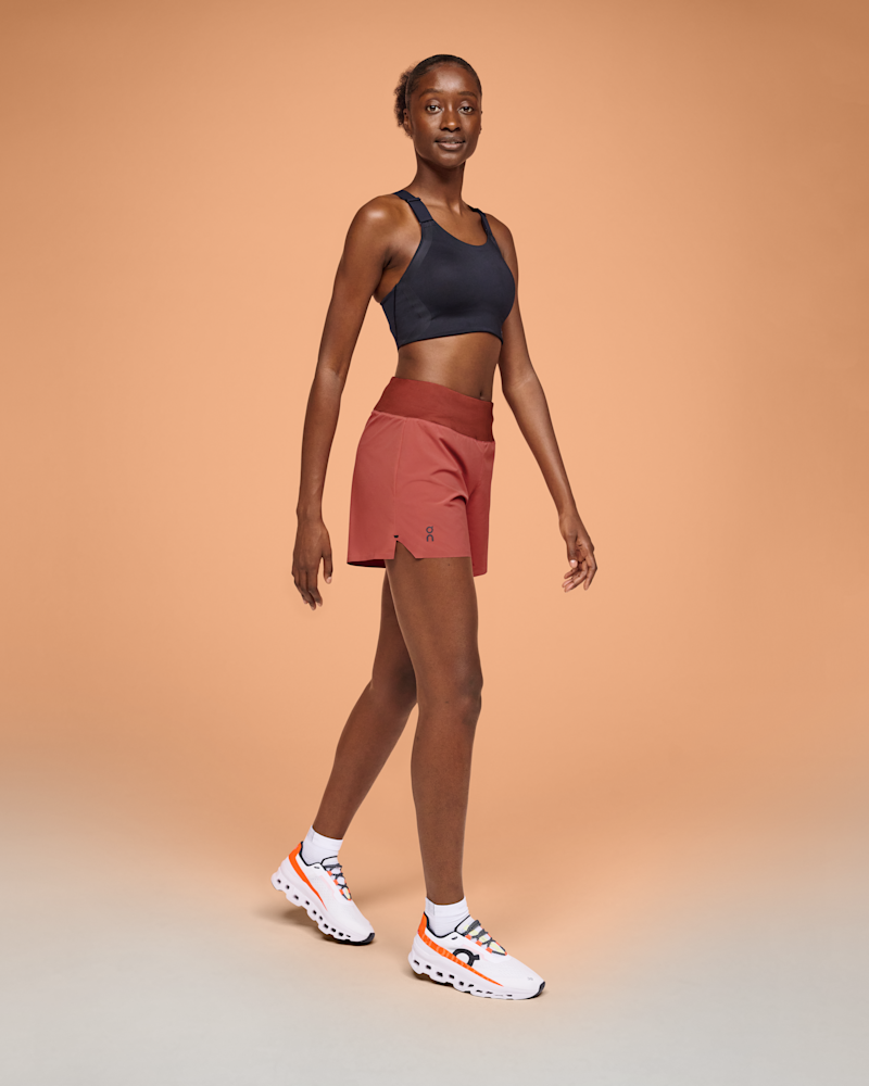 On Women's 5" Running Shorts in Auburn/Ruby, Size: Medium, Recycled Polyamide Mesh Polyester