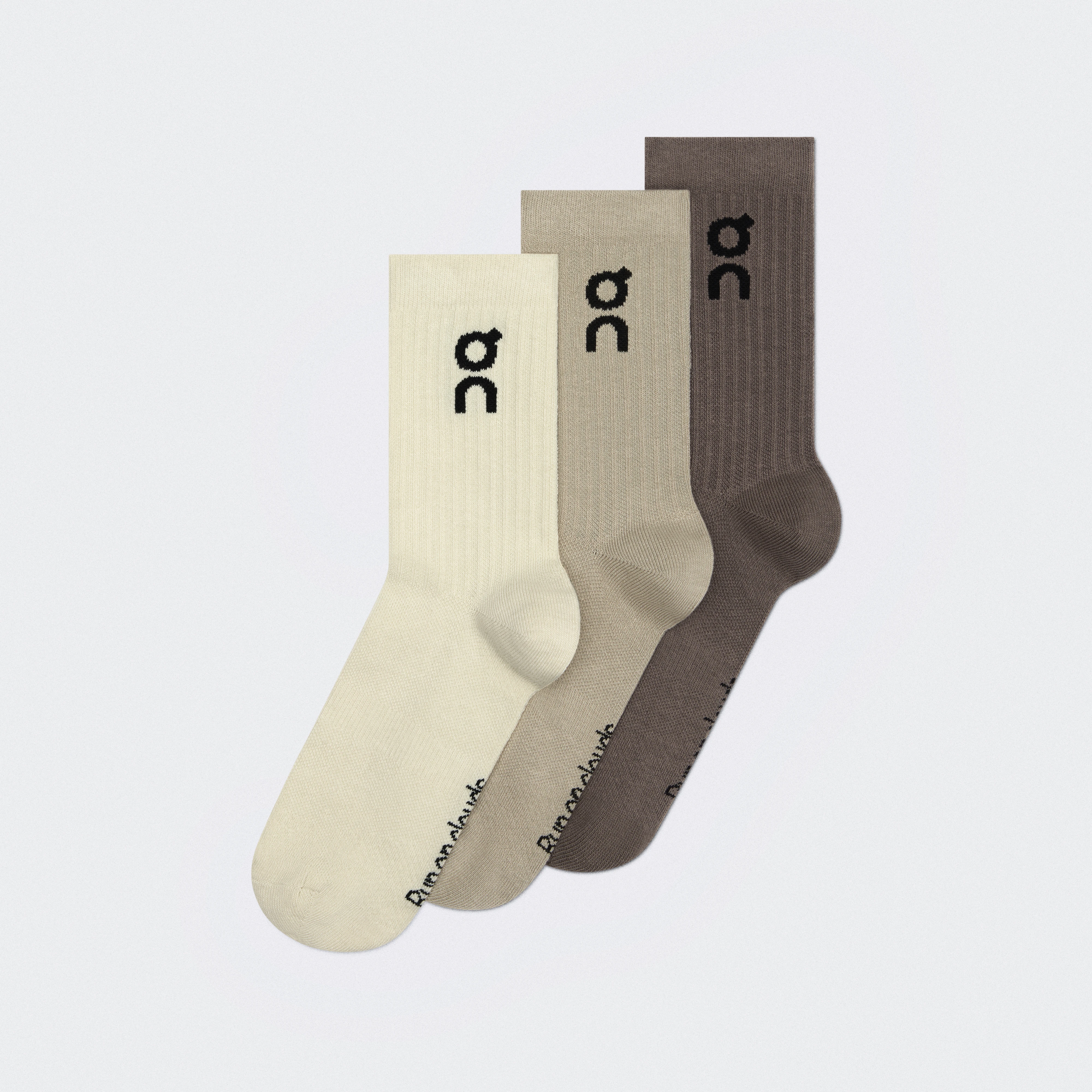 On Logo Sock High 3P Hare & Brume Unisex – All day, breathable, versatile Socks