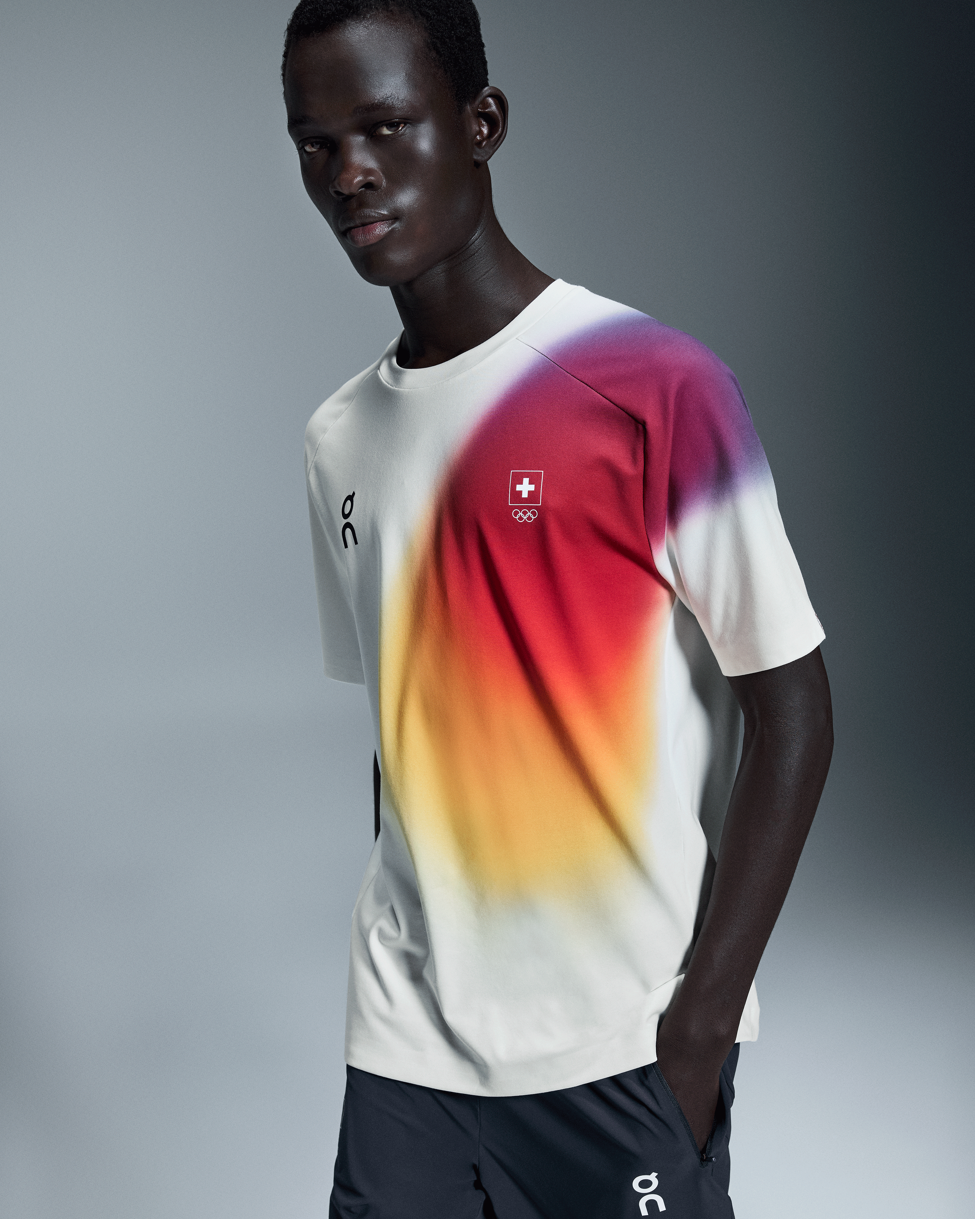 On Swiss Olympic Focus-T Undyed-White Men Tops and t-shirts