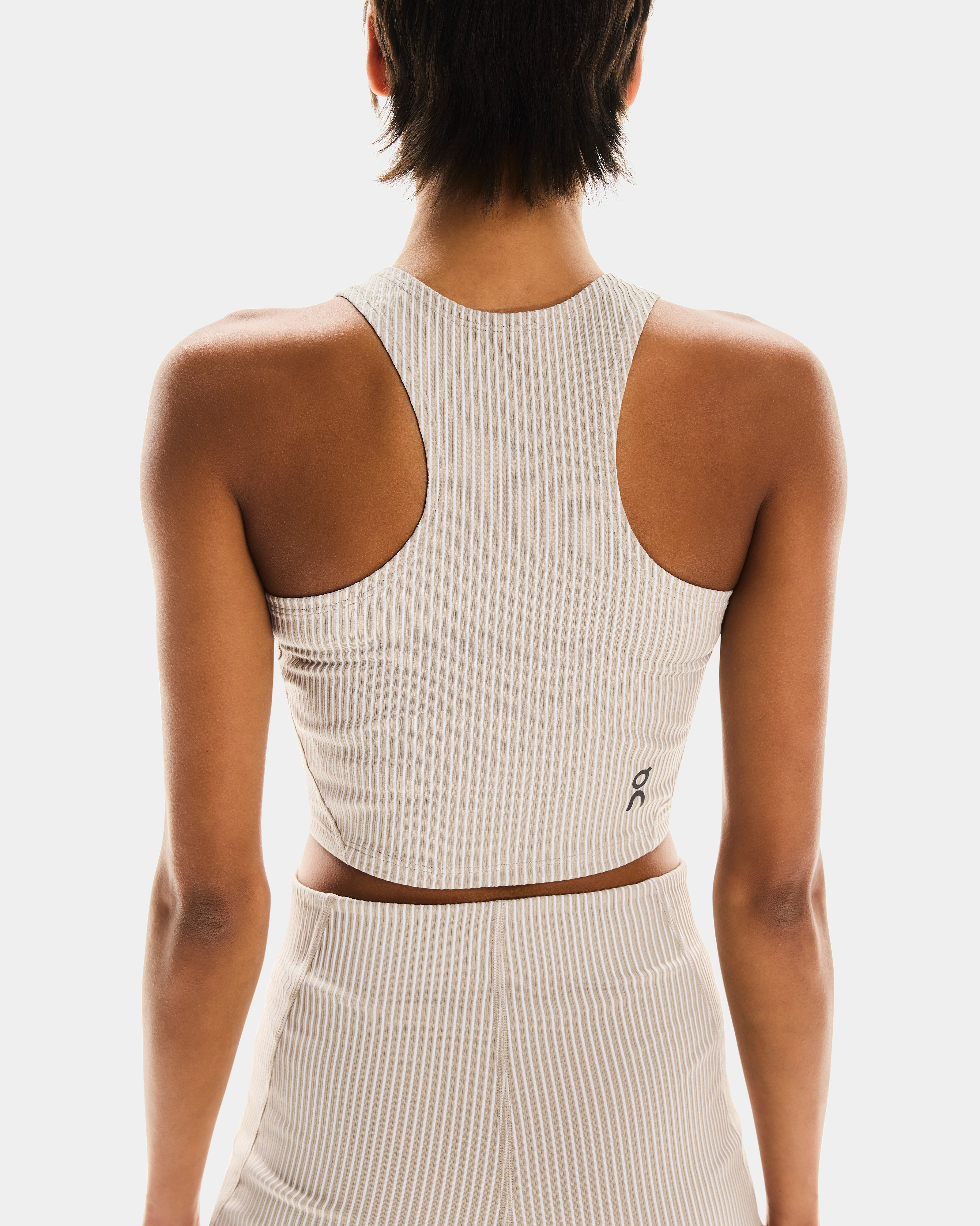 On All-Day Ribbed Crop Desert & White Women Tops and t-shirts