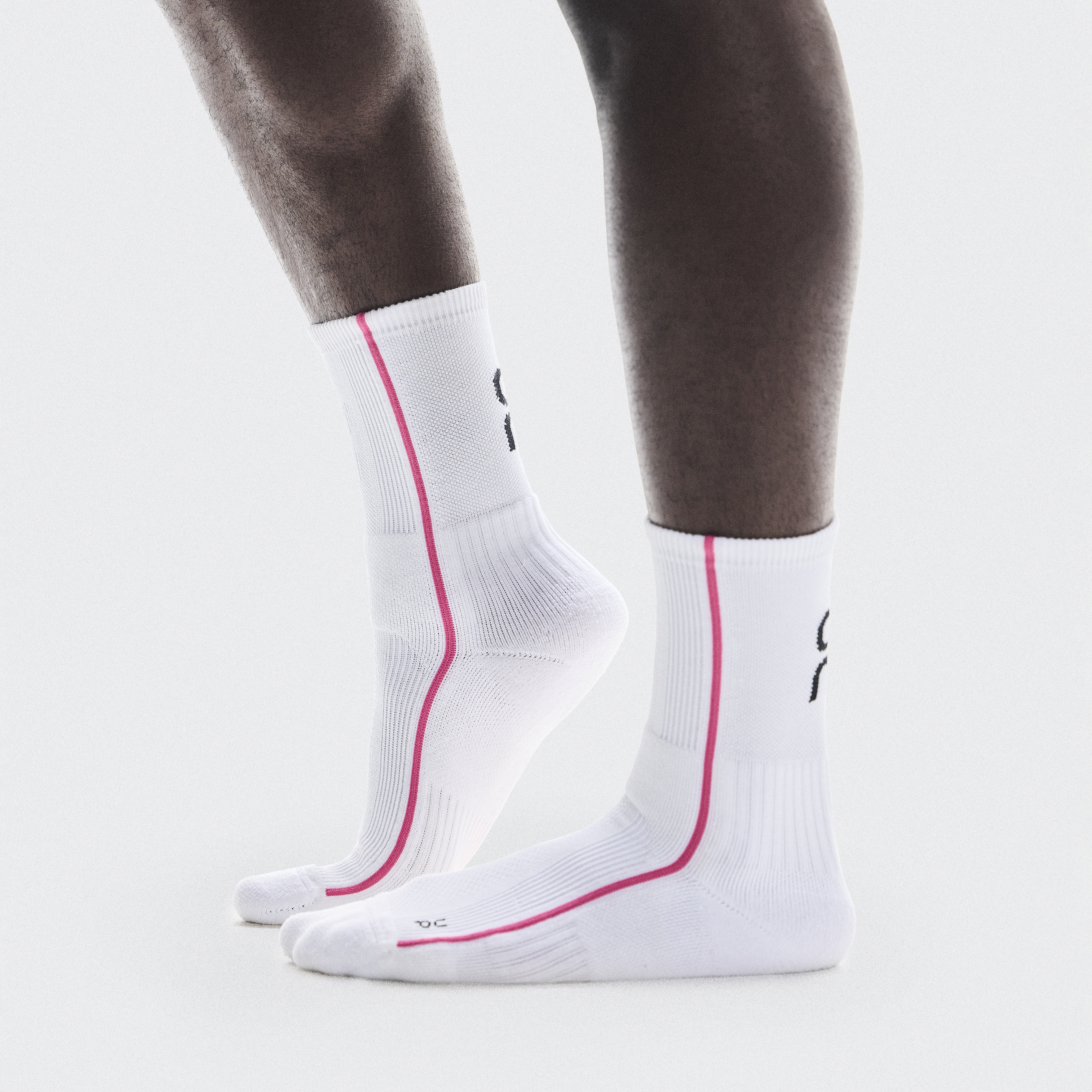 Court Sock High in White/Pink