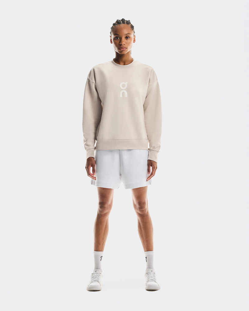 On Women's Club Crew Graphic Hoodie in Silver, Size: Large, Polyester