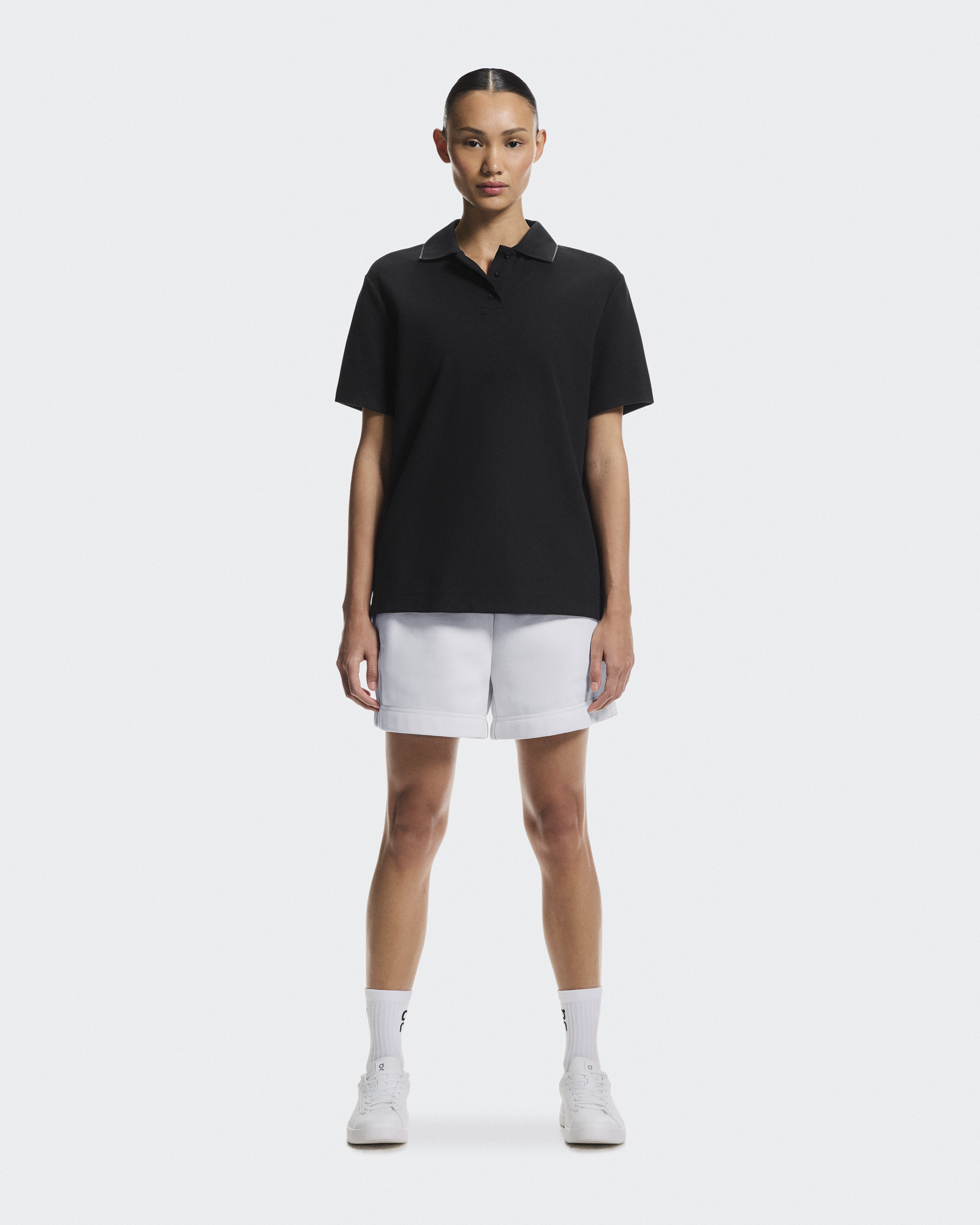 Courtside Polo Short-Sleeve Shirt in Black/Eclipse