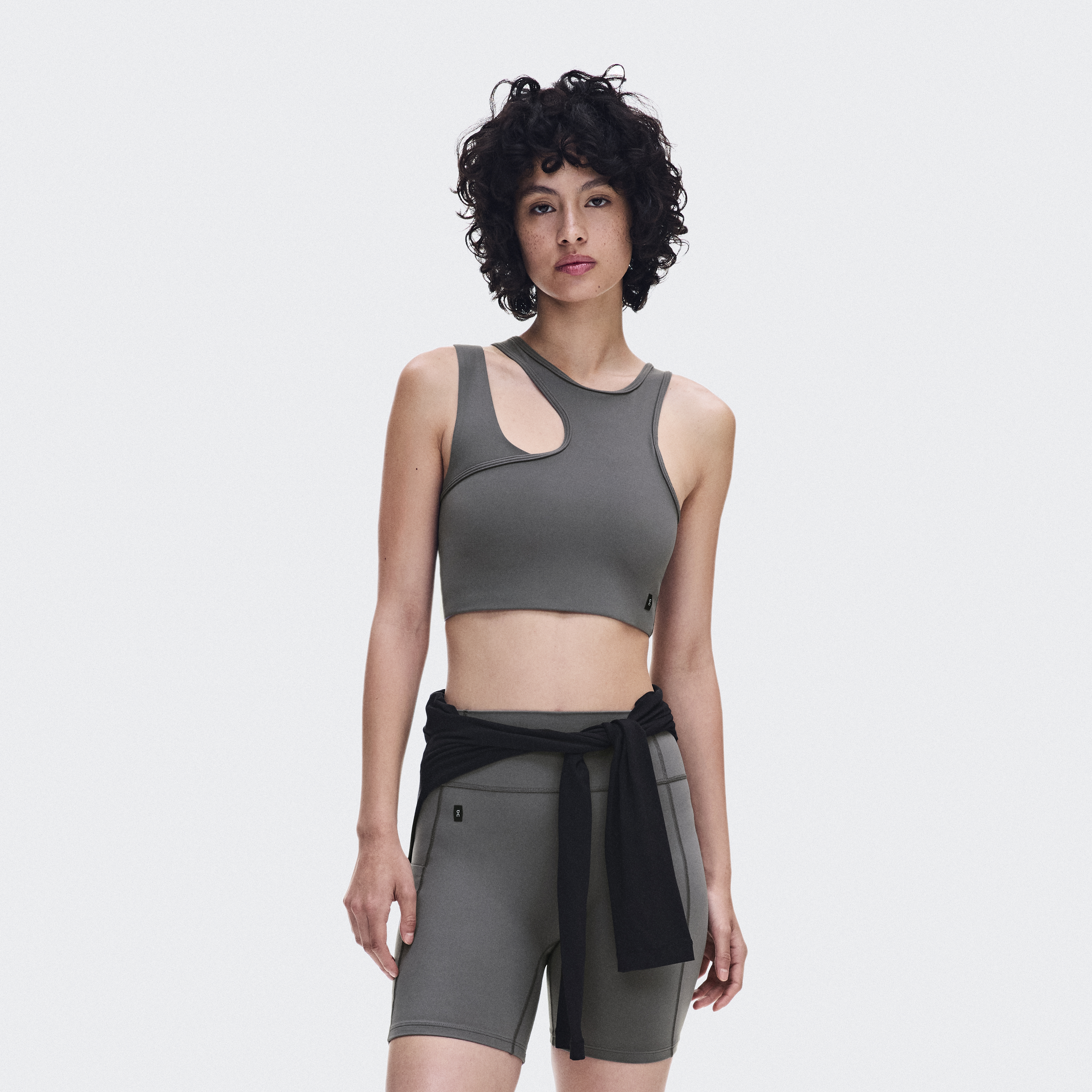 Studio Asymmetric Crop Shirt in Ember