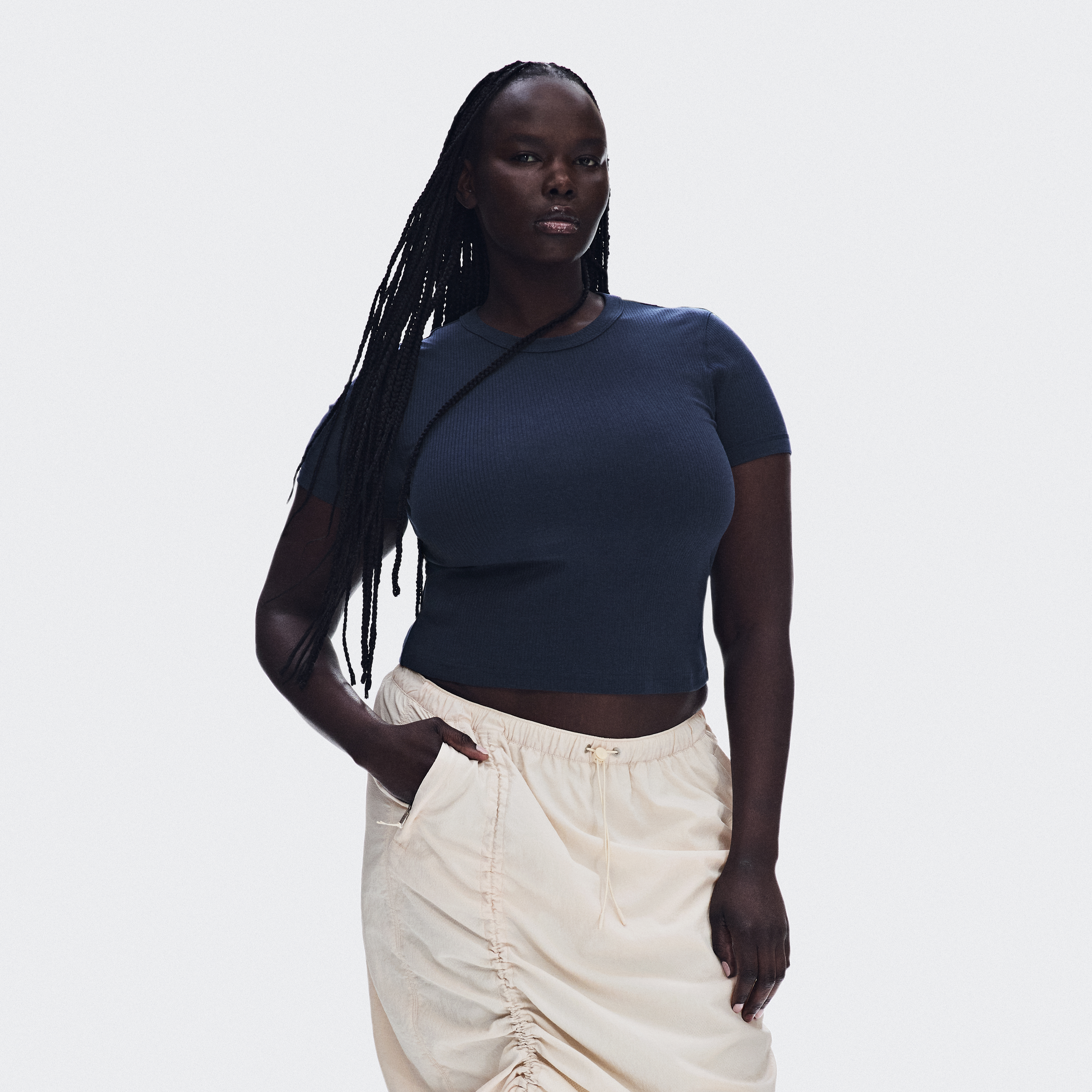 All-Day Ribbed T-Shirt in Midnight