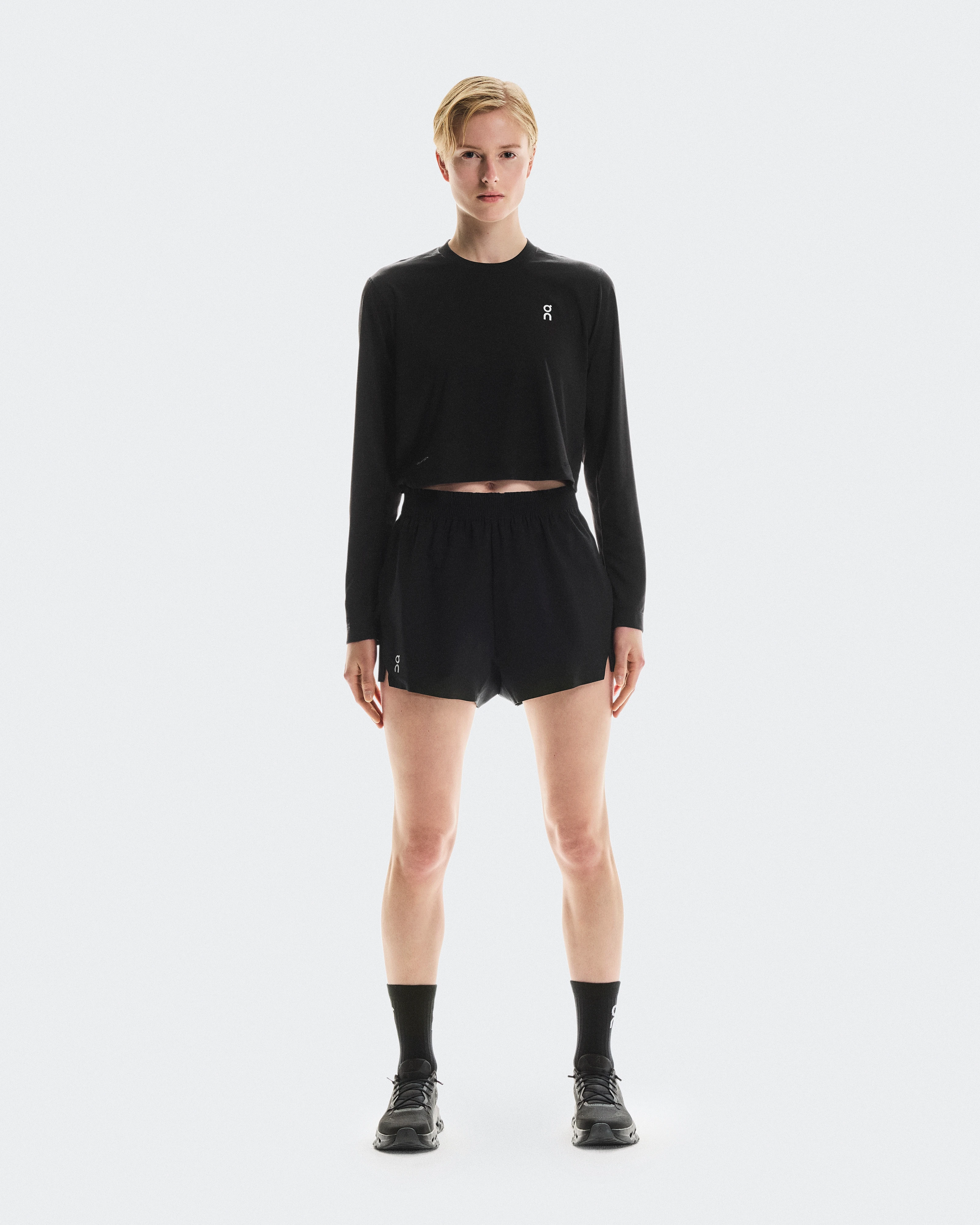 On Train Long-T Crop Graphic Black Women Tops and t-shirts