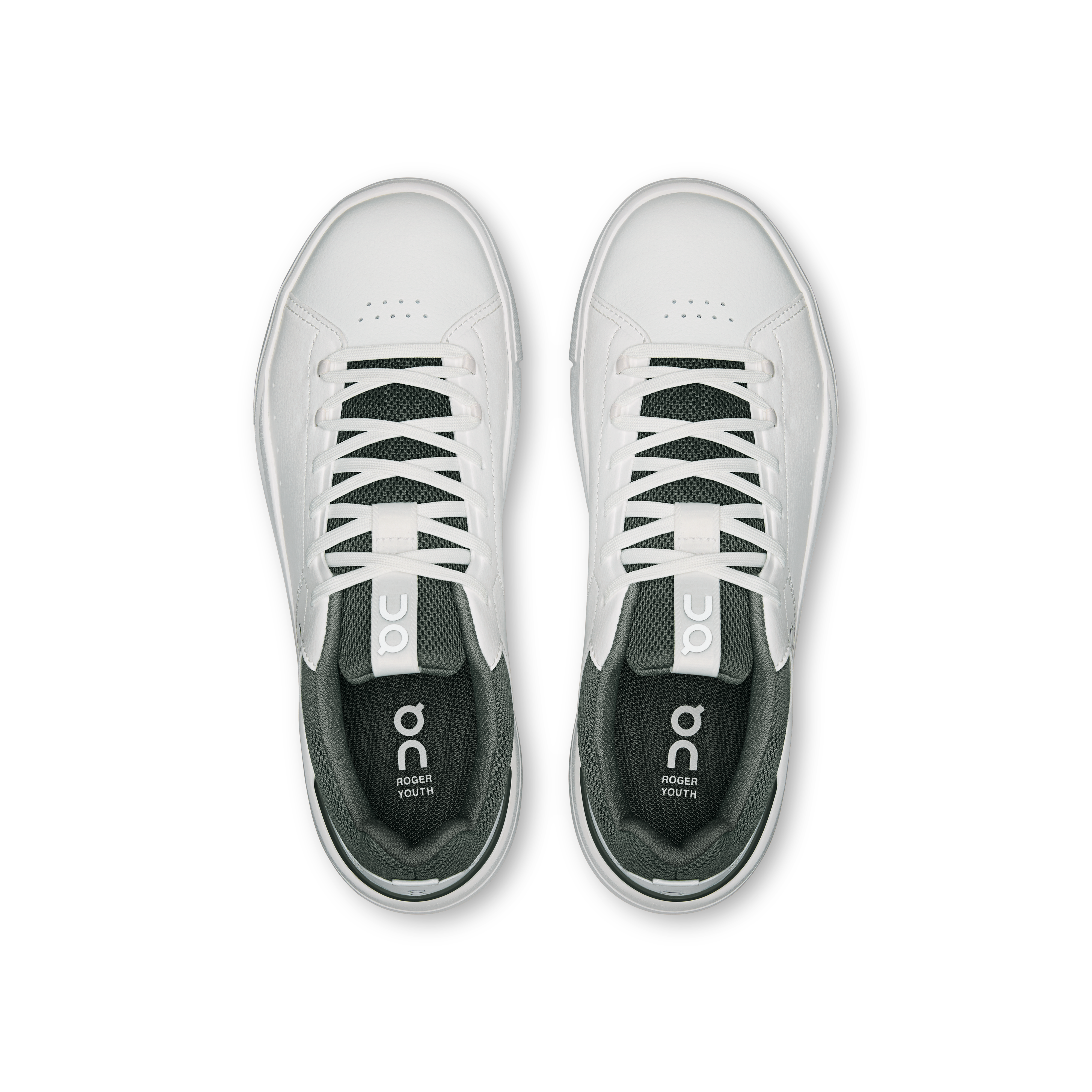 On THE ROGER Youth White & Olive Youth Tennis Shoes