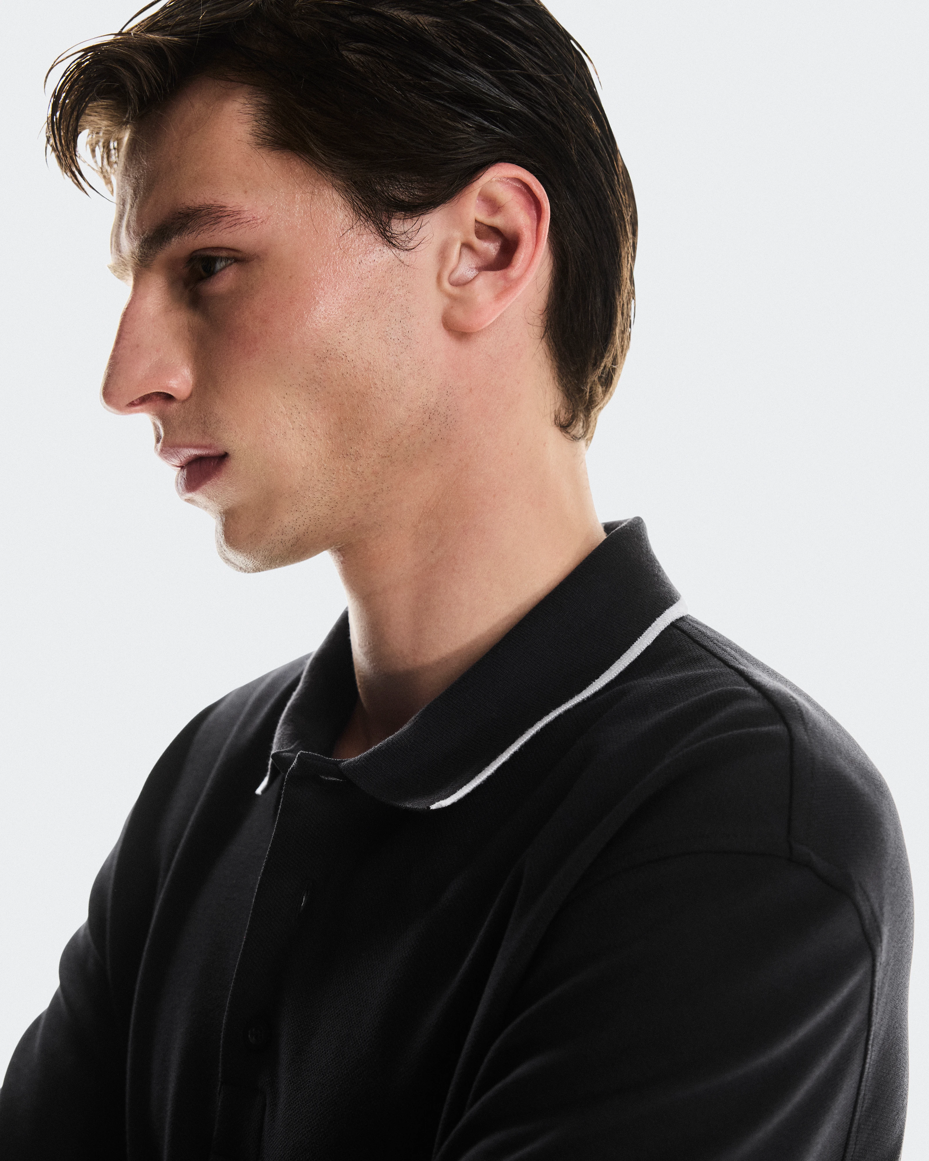 On Courtside Long-T Polo Black Men Tops and t-shirts