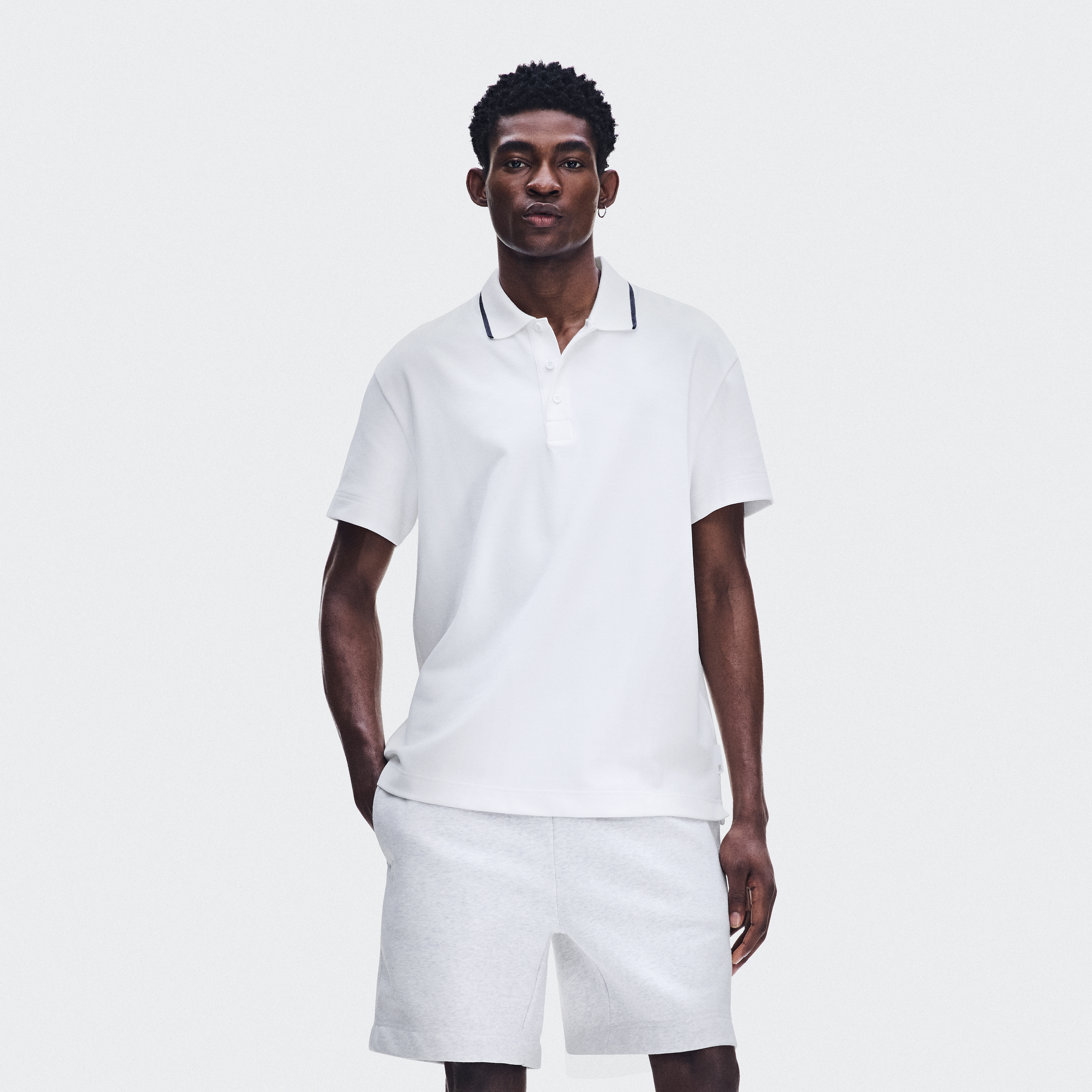 Courtside Polo Short-Sleeve Shirt in All White